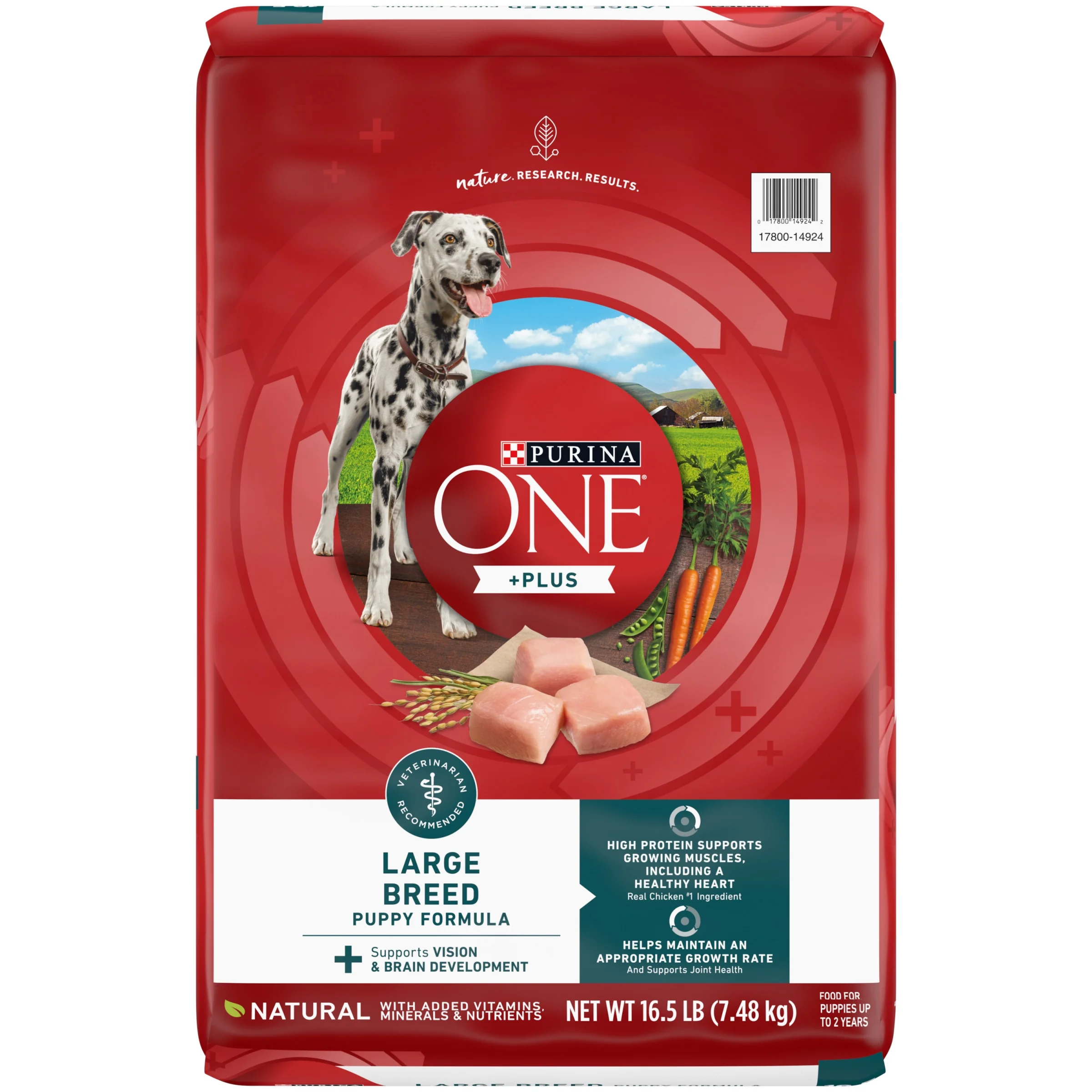 Purina One +Plus Puppy Dry Dog Food for Large Dogs High Protein, Real Chicken, 40 lb Bag