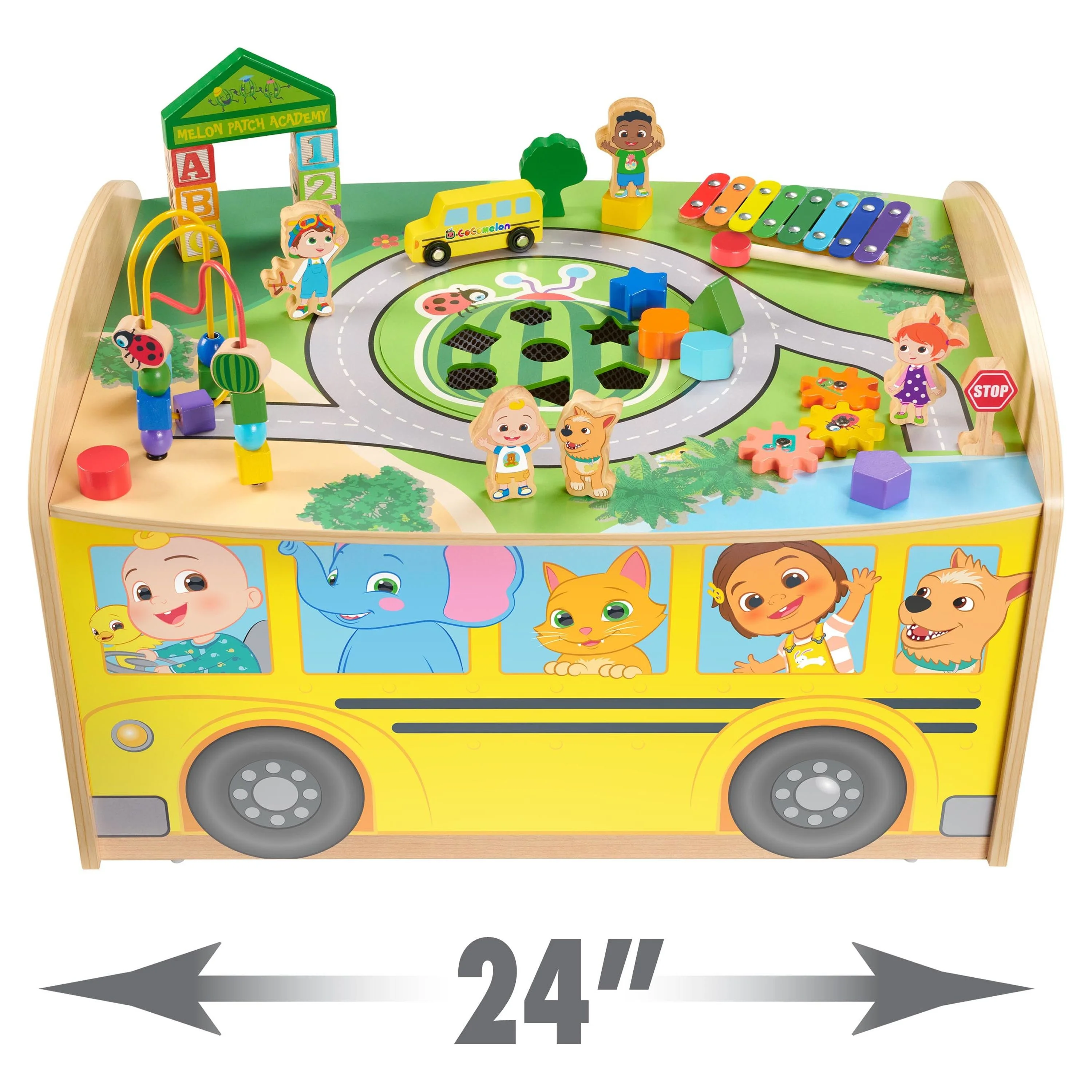 Cocomelon Wheels on the Bus Wooden Activity Table, Recycled Wood, for Toddlers 18 Months+