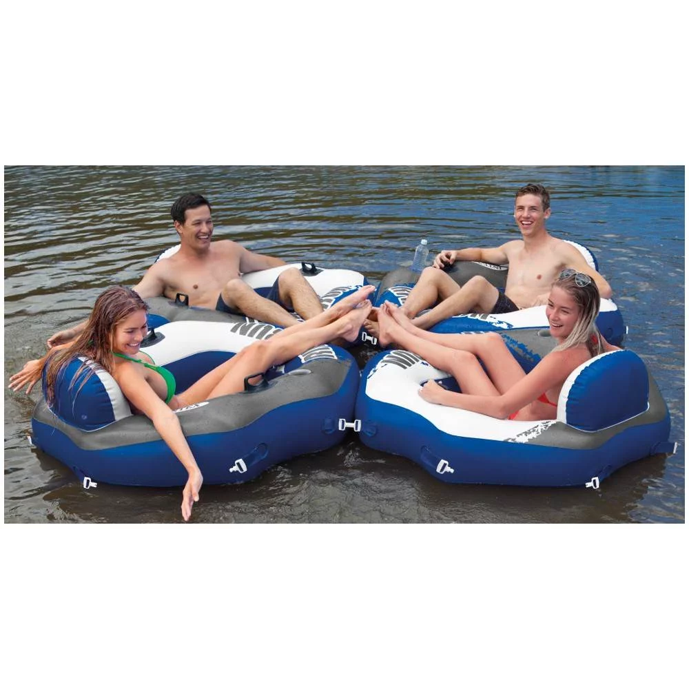 Intex River Run Connect Inflatable Tube (4 Pack) & Mega Chill II Beverage Float