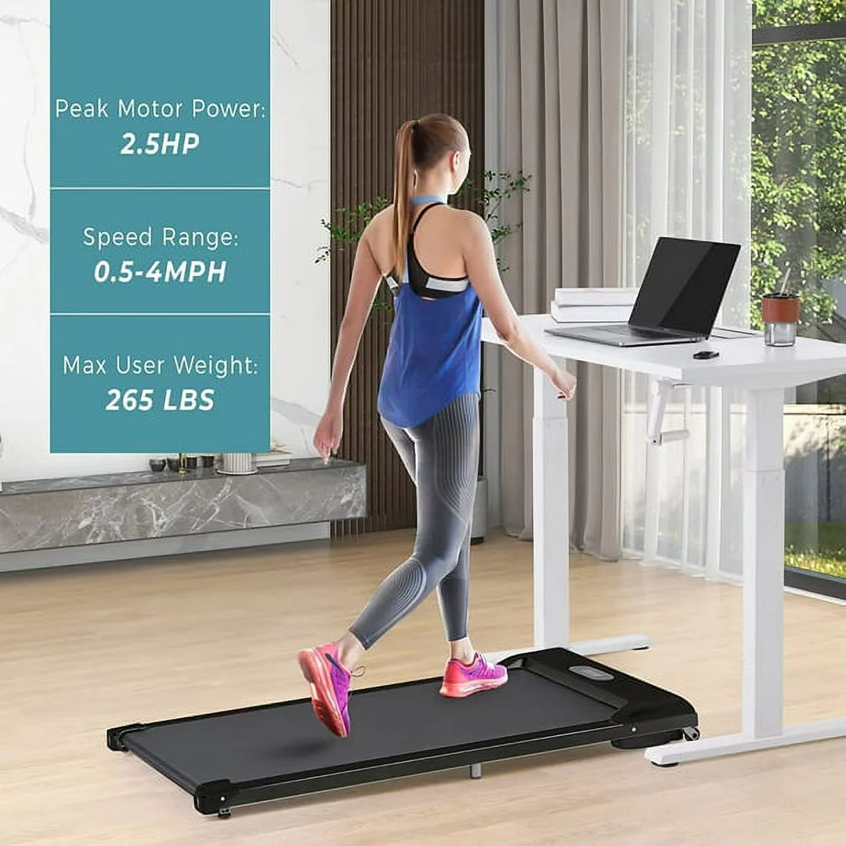 Clearance! Under Desk Treadmill, Portable Treadmill 1.5HP Slim Walking Treadmill 260LBS – Electric Treadmill with Remote Control LED Display, Running Walking Jogging for Home Office Use