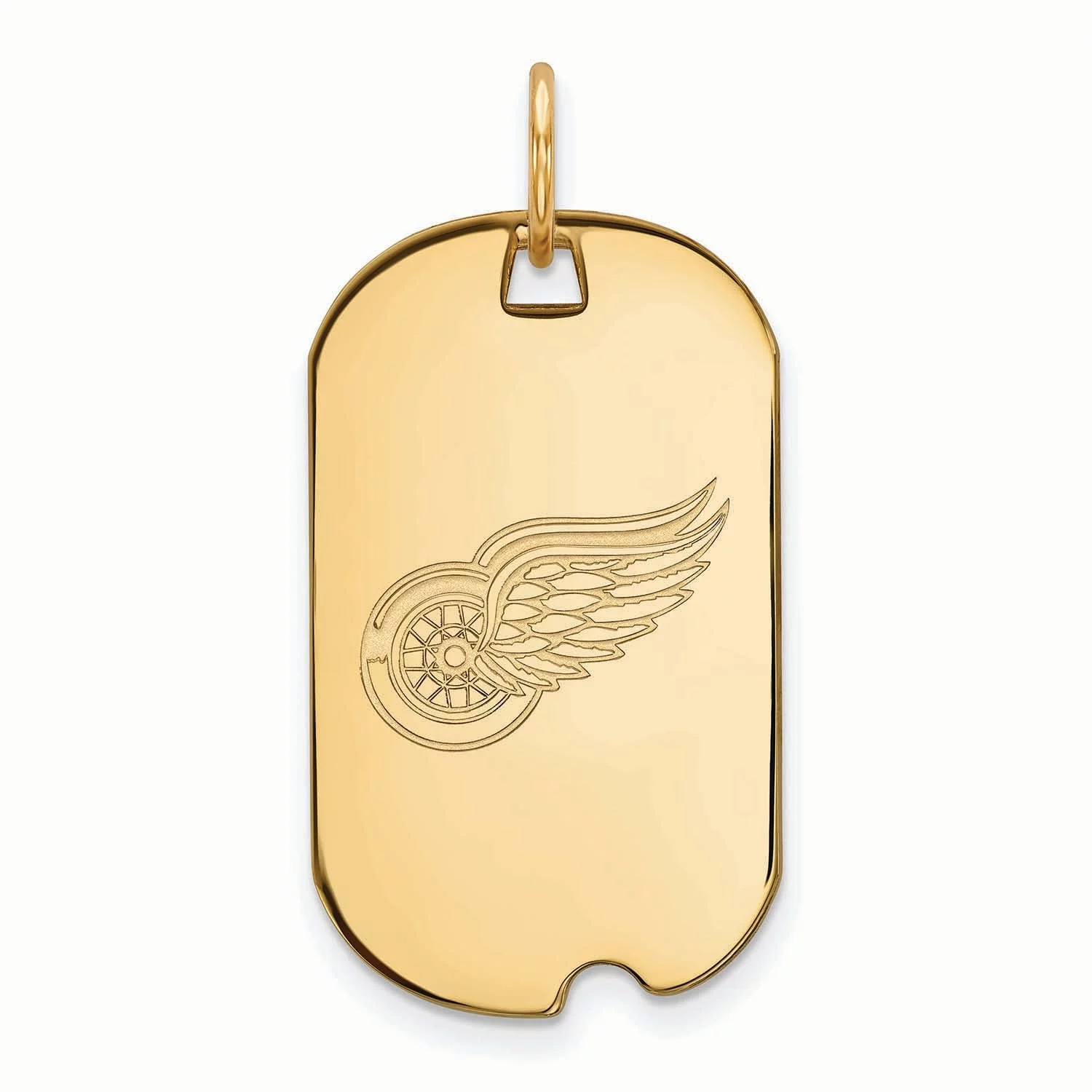 Sterling Silver Gold Plated NHL LogoArt Detroit Red Wings Small Dog Tag