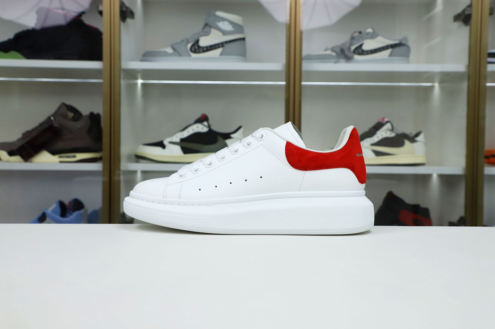 ALXNDER MC MCQUEEN WHITE SMOOTH CALF LEATHER RED SUEDE - finekick.vip