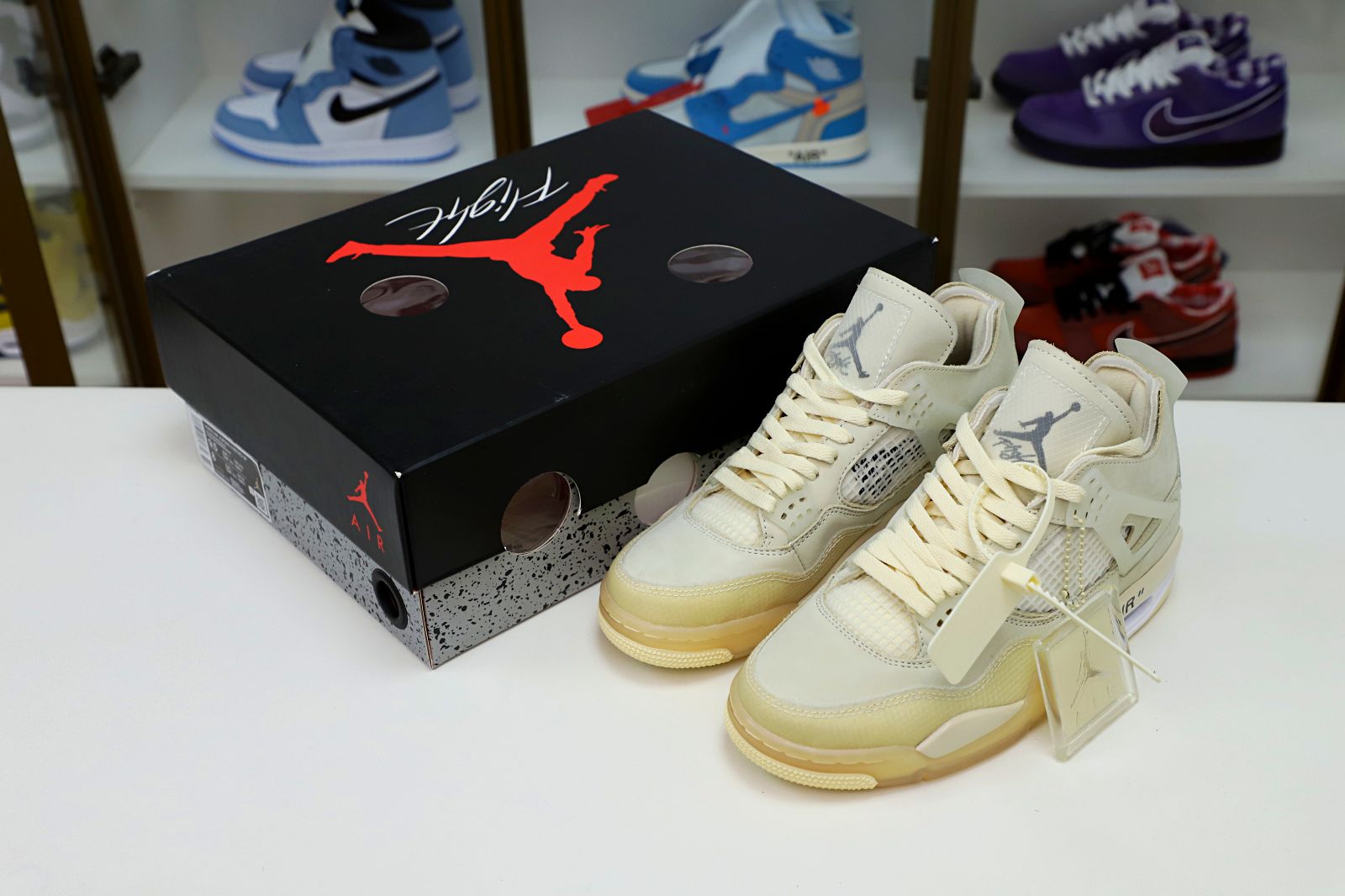 AIR JORDAN OFF-WHITE X WMNS AIR JORDAN 4 SP 'SAIL' - finekick.vip