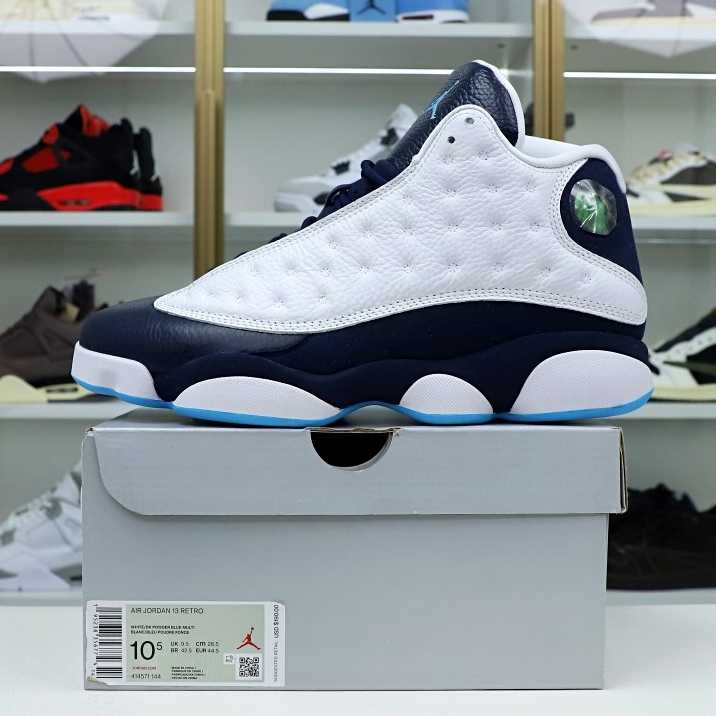 AIR JORDAN 13 RETRO WHITE OBSIDIAN POWDER BLUE 414571-144 - finekick.vip