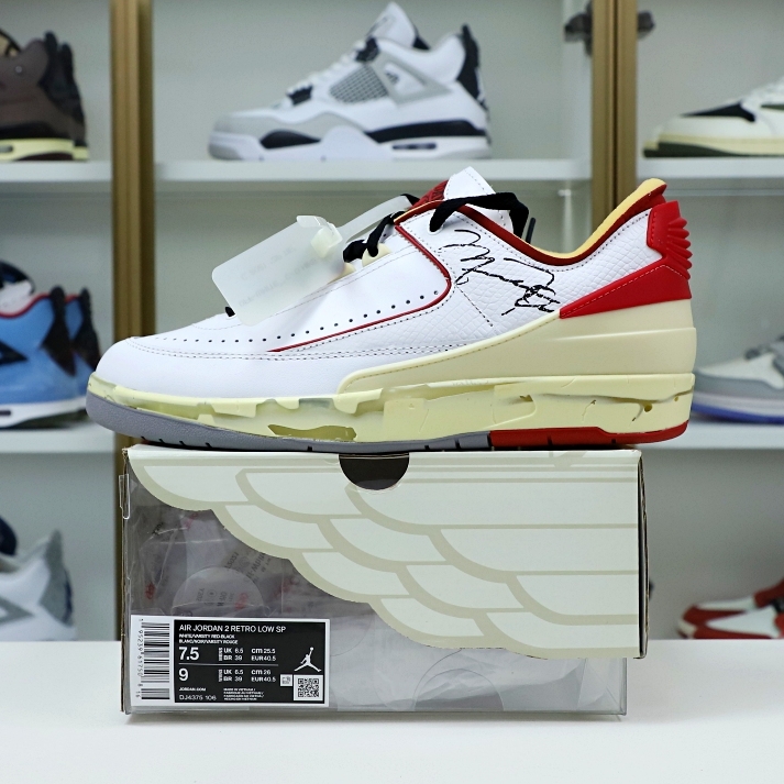 OFF-WHITE X AIR JORDAN 2 RETRO LOW SP 'WHITE VARSITY RED' - finekick.vip