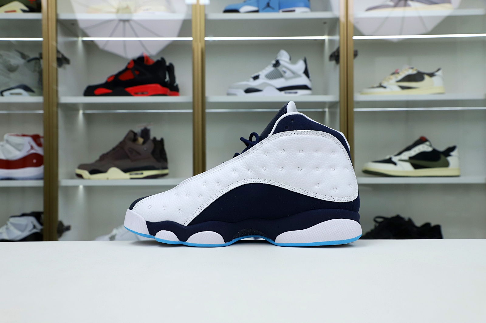 AIR JORDAN 13 RETRO WHITE OBSIDIAN POWDER BLUE 414571-144 - finekick.vip