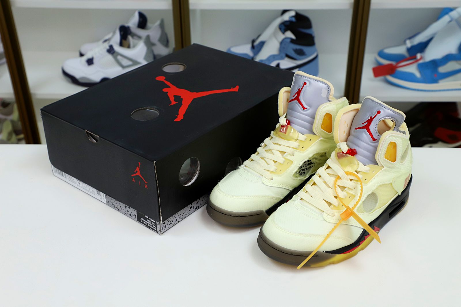 AIR JORDAN OFF-WHITE X AIR JORDAN 5 RETRO SP PS 'SAIL' - finekick.vip