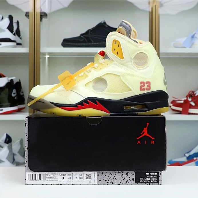 AIR JORDAN OFF-WHITE X AIR JORDAN 5 RETRO SP PS 'SAIL' - finekick.vip