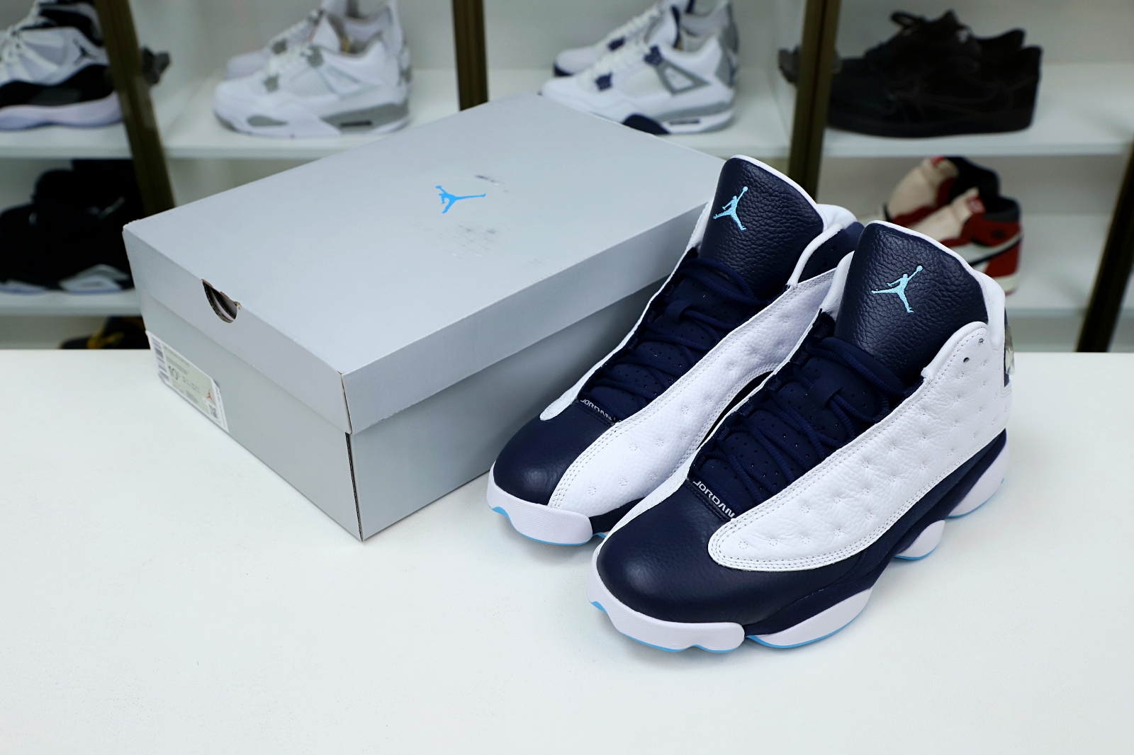AIR JORDAN 13 RETRO WHITE OBSIDIAN POWDER BLUE 414571-144 - finekick.vip
