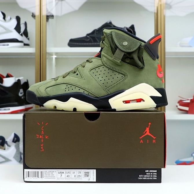TRAVIS SCOTT X AIR JORDAN 6 RETRO 'OLIVE' - finekick.vip