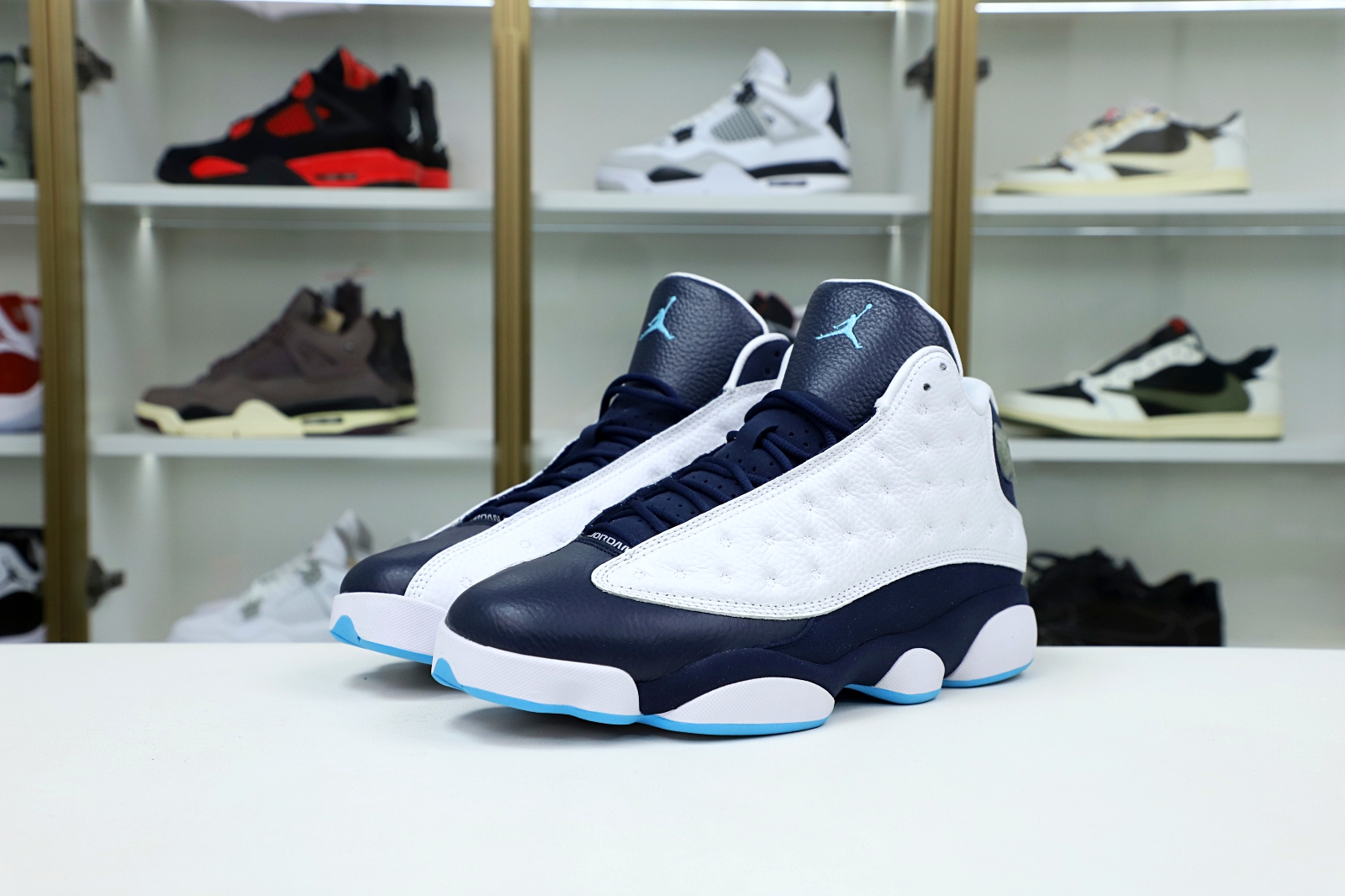 AIR JORDAN 13 RETRO WHITE OBSIDIAN POWDER BLUE 414571-144 - finekick.vip