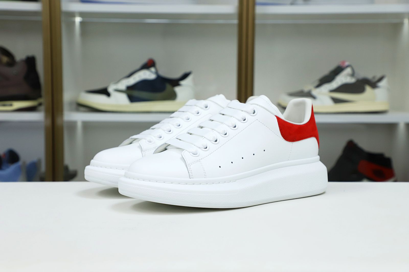 ALXNDER MC MCQUEEN WHITE SMOOTH CALF LEATHER RED SUEDE - finekick.vip