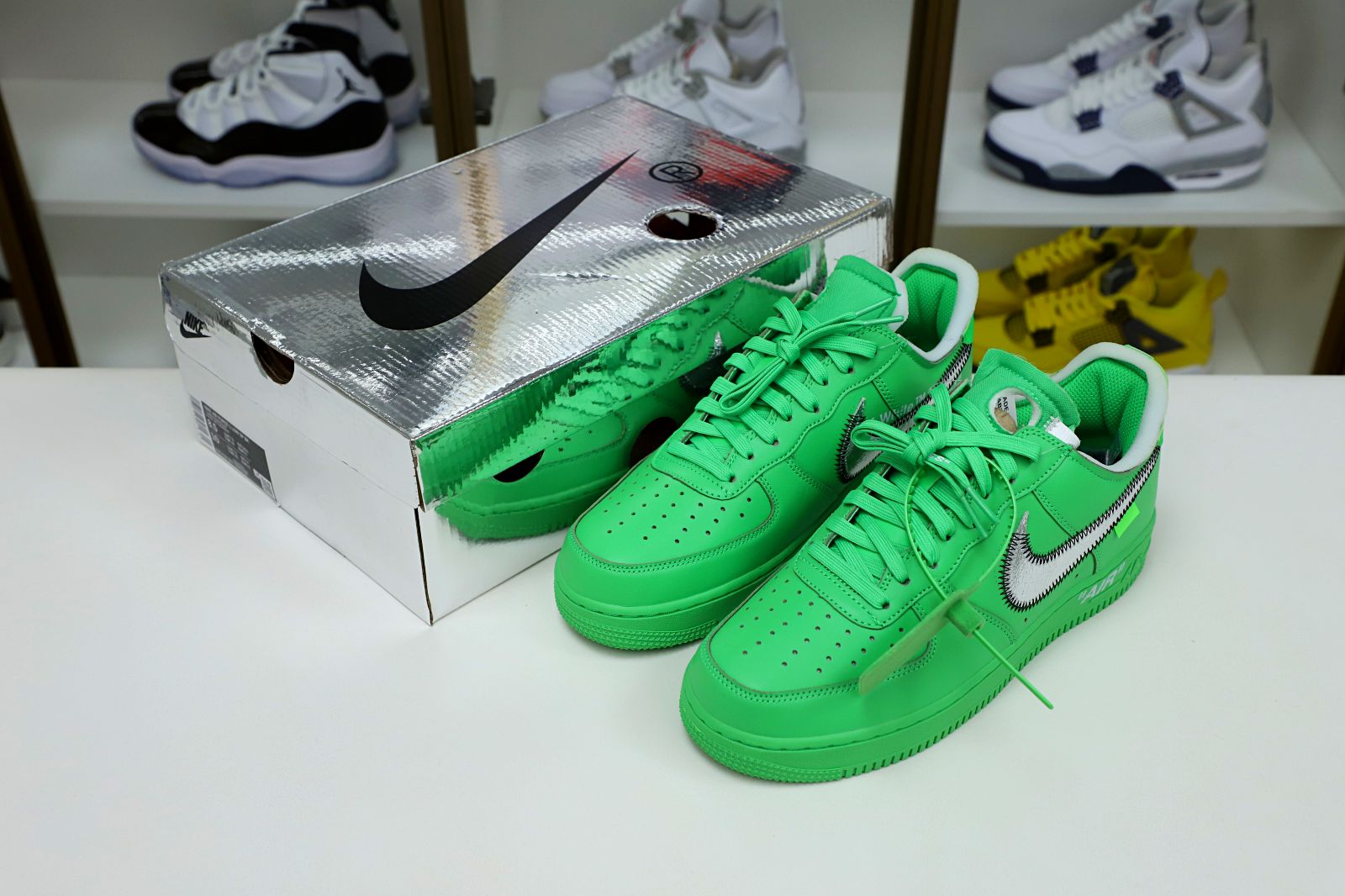 OFF WHITE NIKE AIR FORCE 1 LOW GREEN - finekick.vip