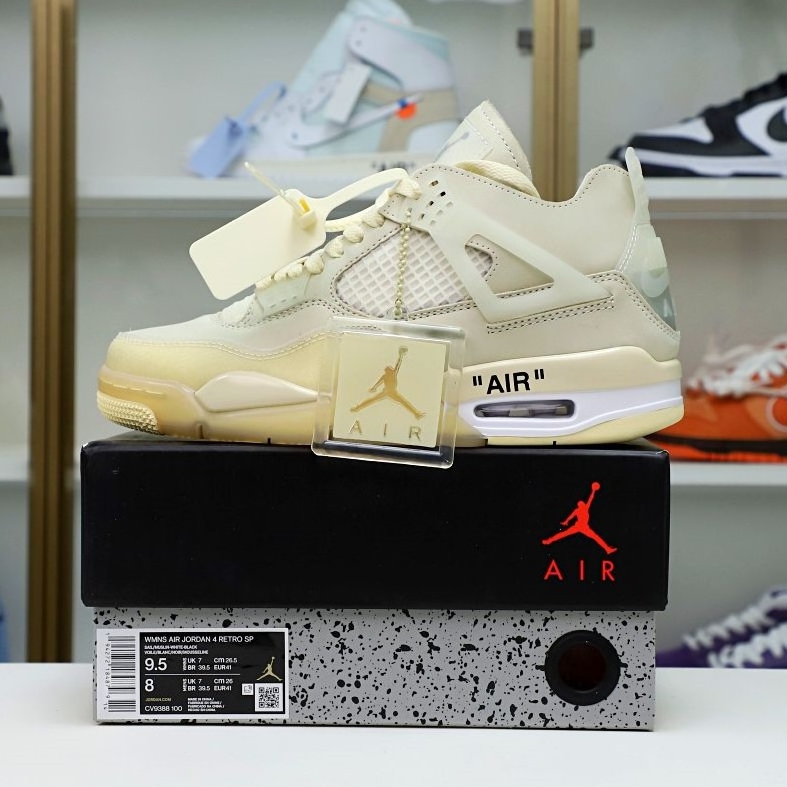 AIR JORDAN OFF-WHITE X WMNS AIR JORDAN 4 SP 'SAIL' - finekick.vip
