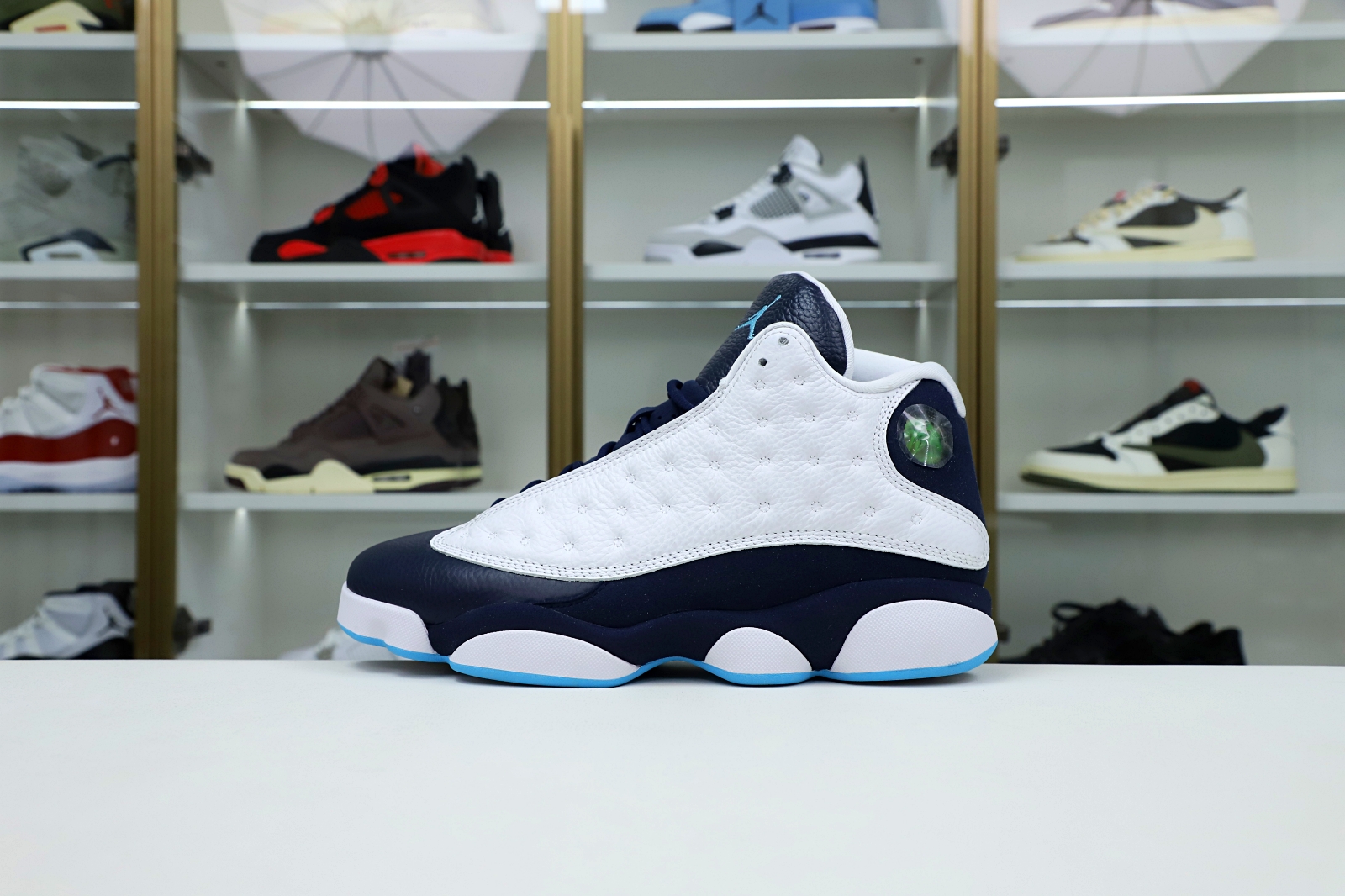 AIR JORDAN 13 RETRO WHITE OBSIDIAN POWDER BLUE 414571-144 - finekick.vip