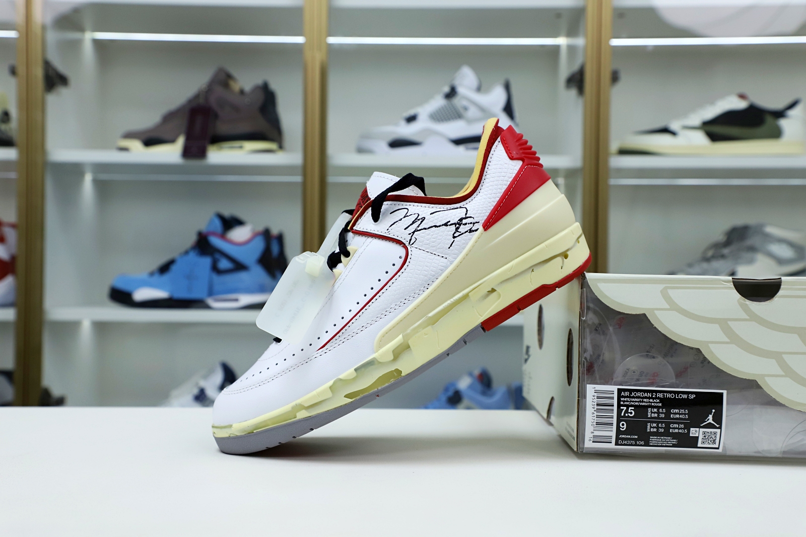 OFF-WHITE X AIR JORDAN 2 RETRO LOW SP 'WHITE VARSITY RED' - finekick.vip