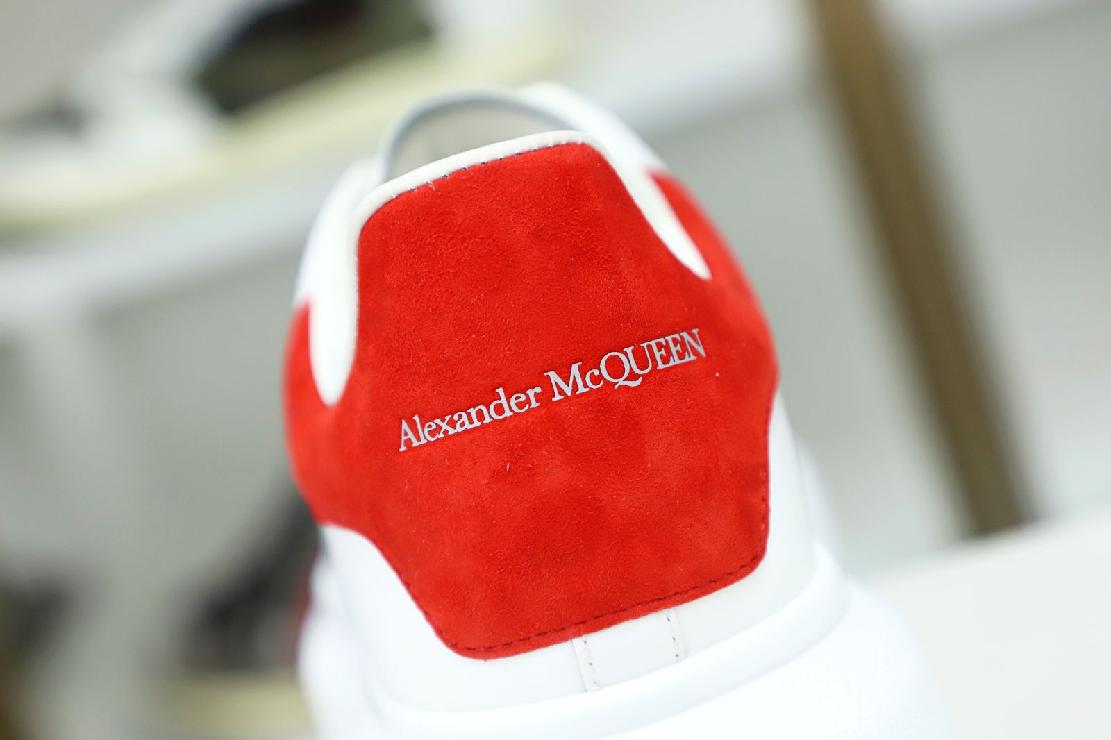 ALXNDER MC MCQUEEN WHITE SMOOTH CALF LEATHER RED SUEDE - finekick.vip