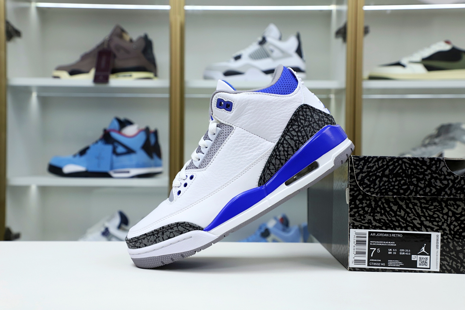 AIR JORDAN 3 RETRO 'RACER BLUE' (CT8532-145) - finekick.vip