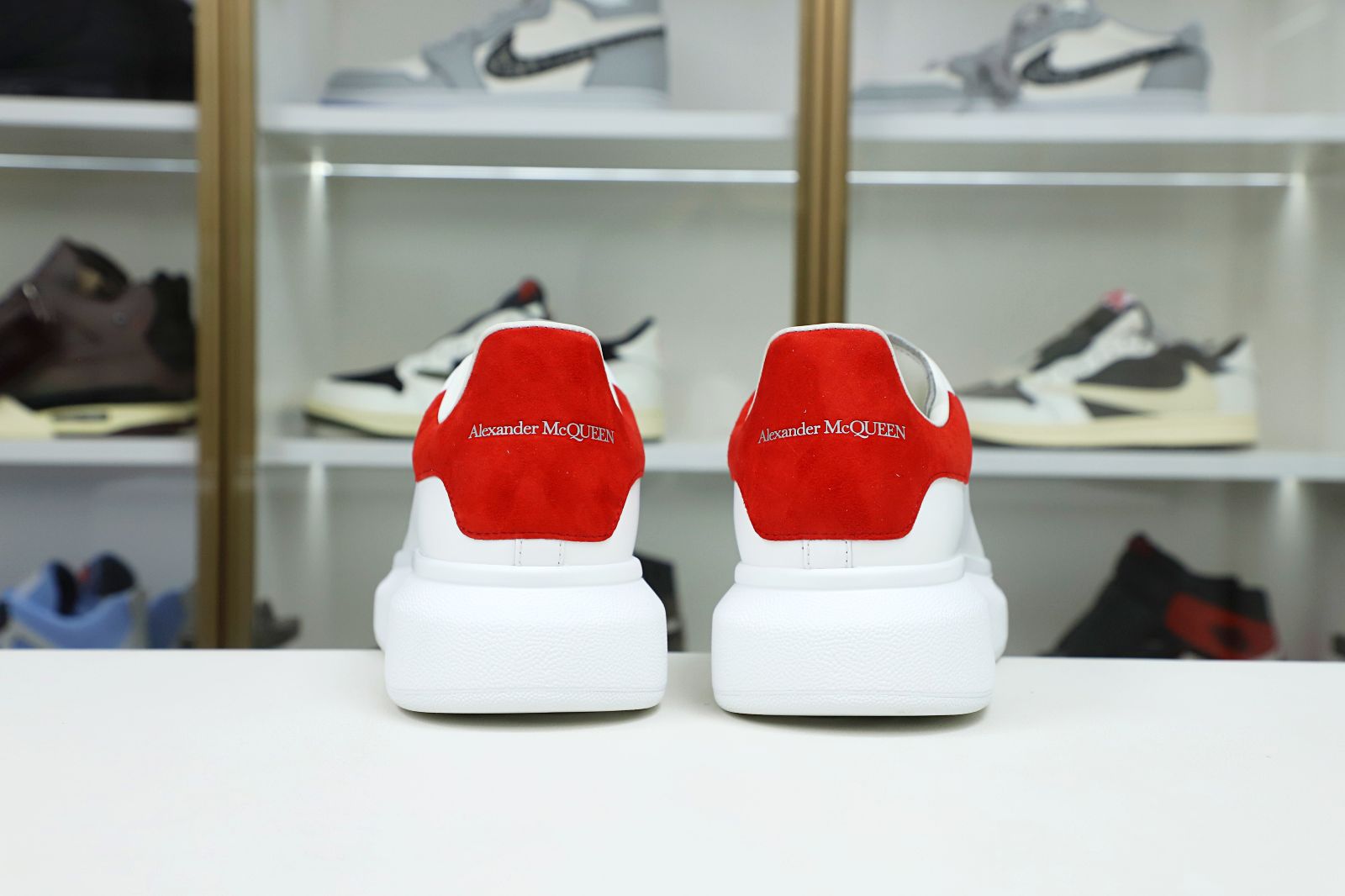 ALXNDER MC MCQUEEN WHITE SMOOTH CALF LEATHER RED SUEDE - finekick.vip