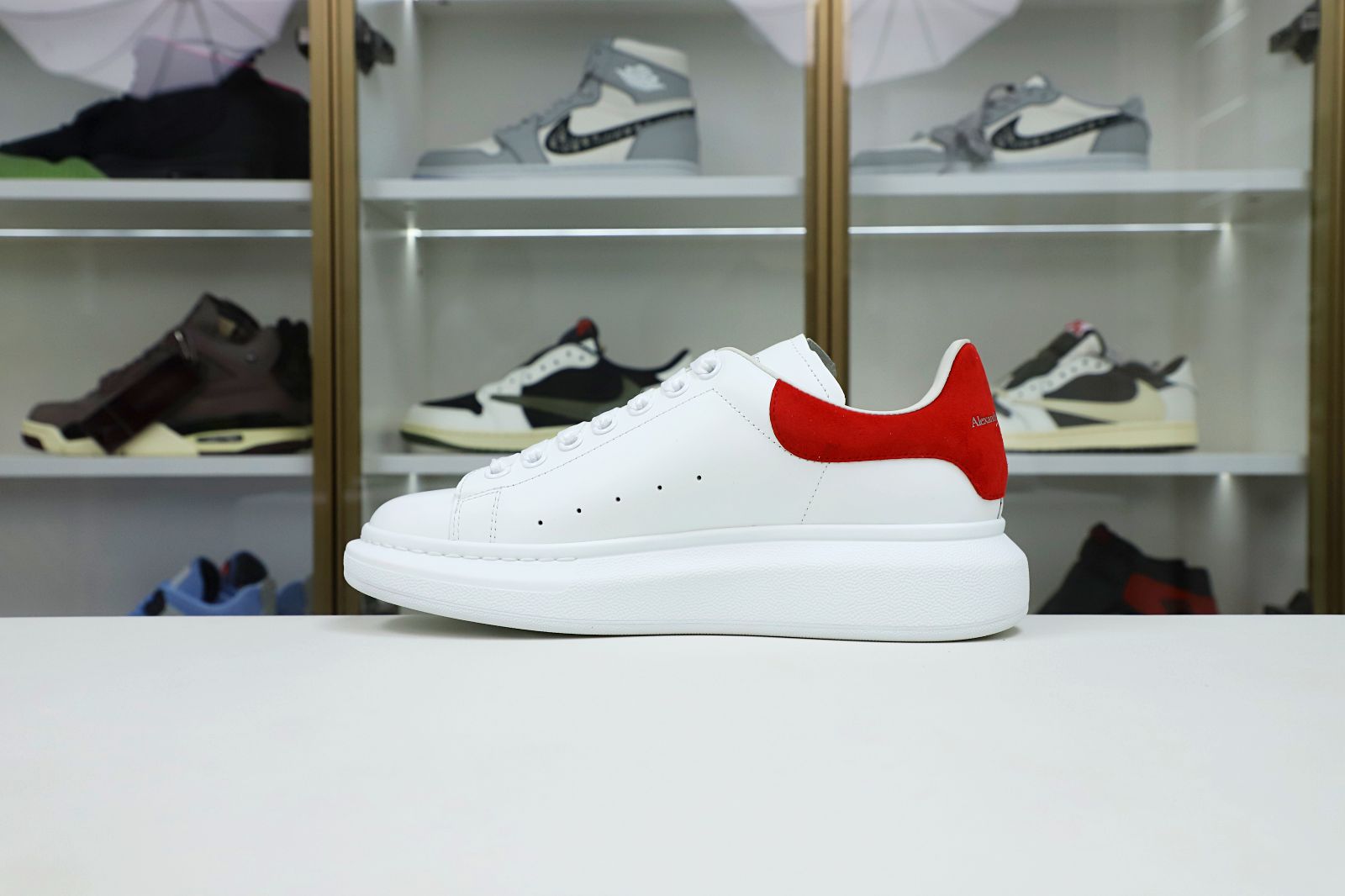 ALXNDER MC MCQUEEN WHITE SMOOTH CALF LEATHER RED SUEDE - finekick.vip