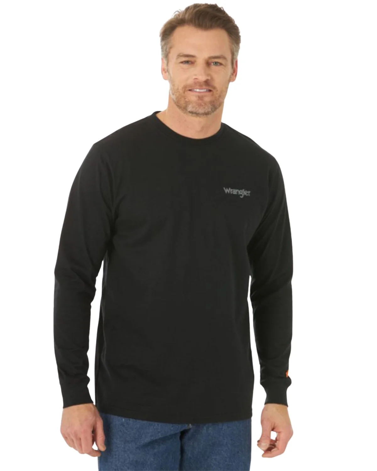 Wrangler Men's Fr Skull Flag Graphic Long Sleeve Work T-Shirt Big Black 2X