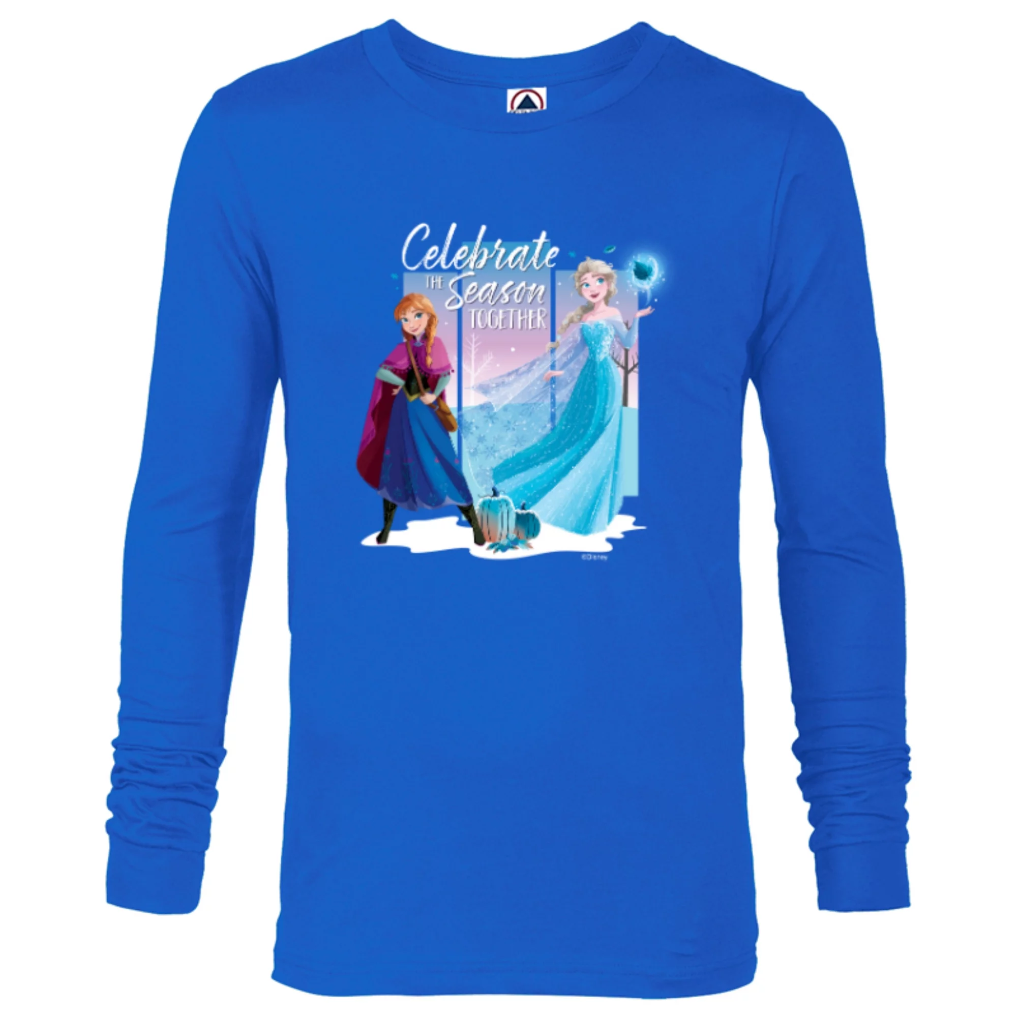 Disney Frozen Elsa & Anna Celebrate the Season Together Fall - Long Sleeve T-Shirt for Men - Customized-Royal