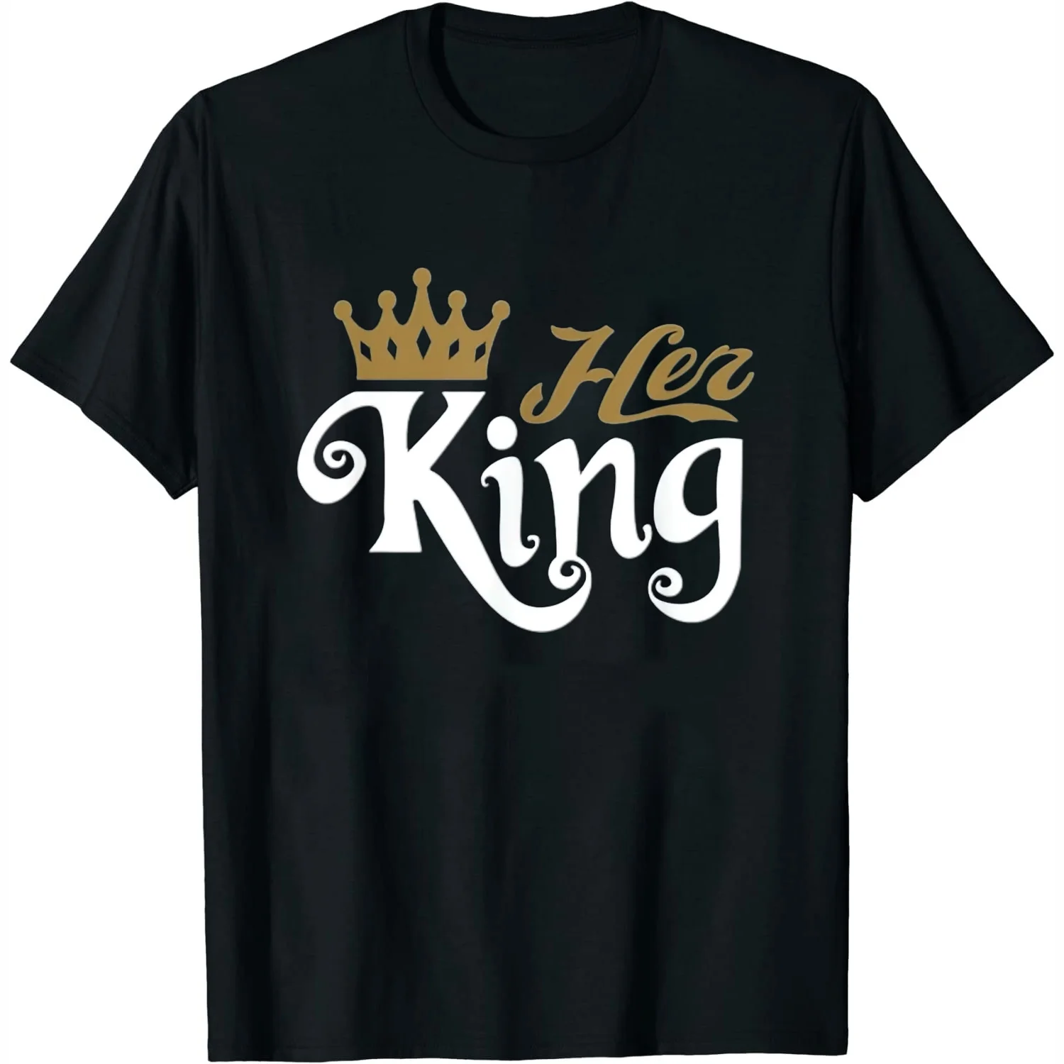 Womens Her King Boyfriend Girlfriend Husband Wife Couples Matching T-Shirt Black 3X-Large
