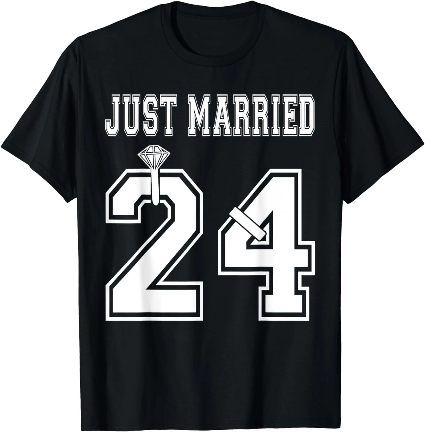 Just Married 2024 Wife Husband Matching Honeymoon T Shirt,Premium Polyester Breathable Tee Shirt-S