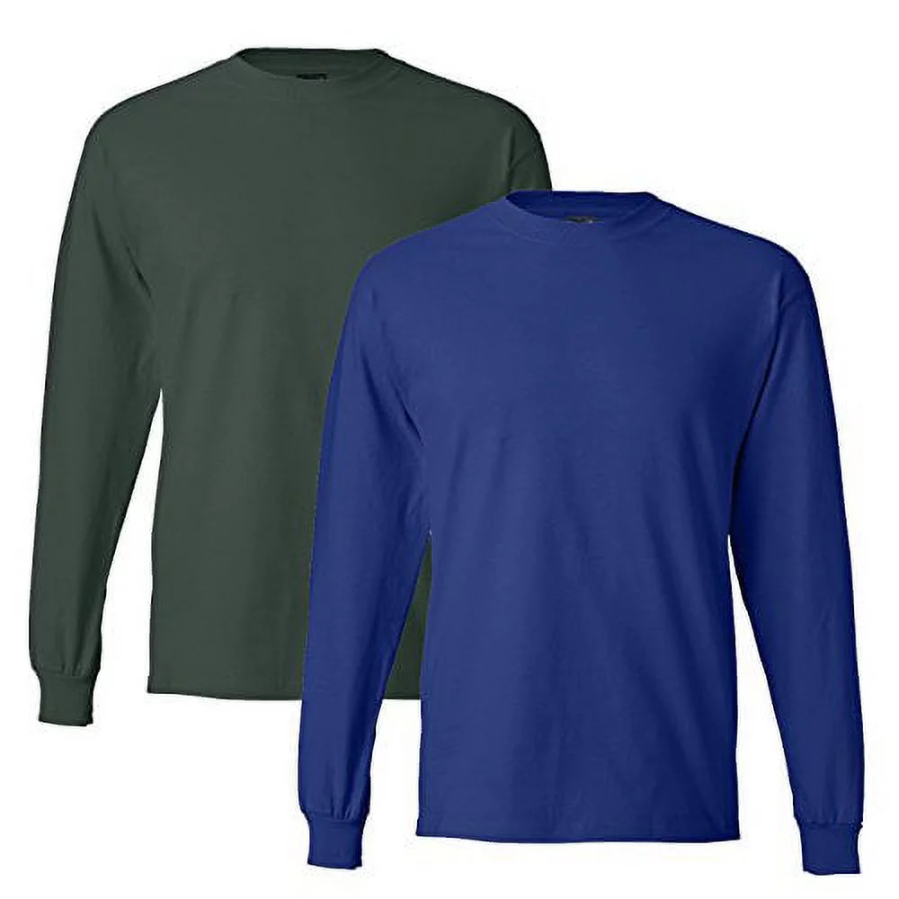Hanes mens 6.1 oz. Long-Sleeve Beefy-T5186-DEEP FOREST/DEEP ROYAL-XL Pack of 1