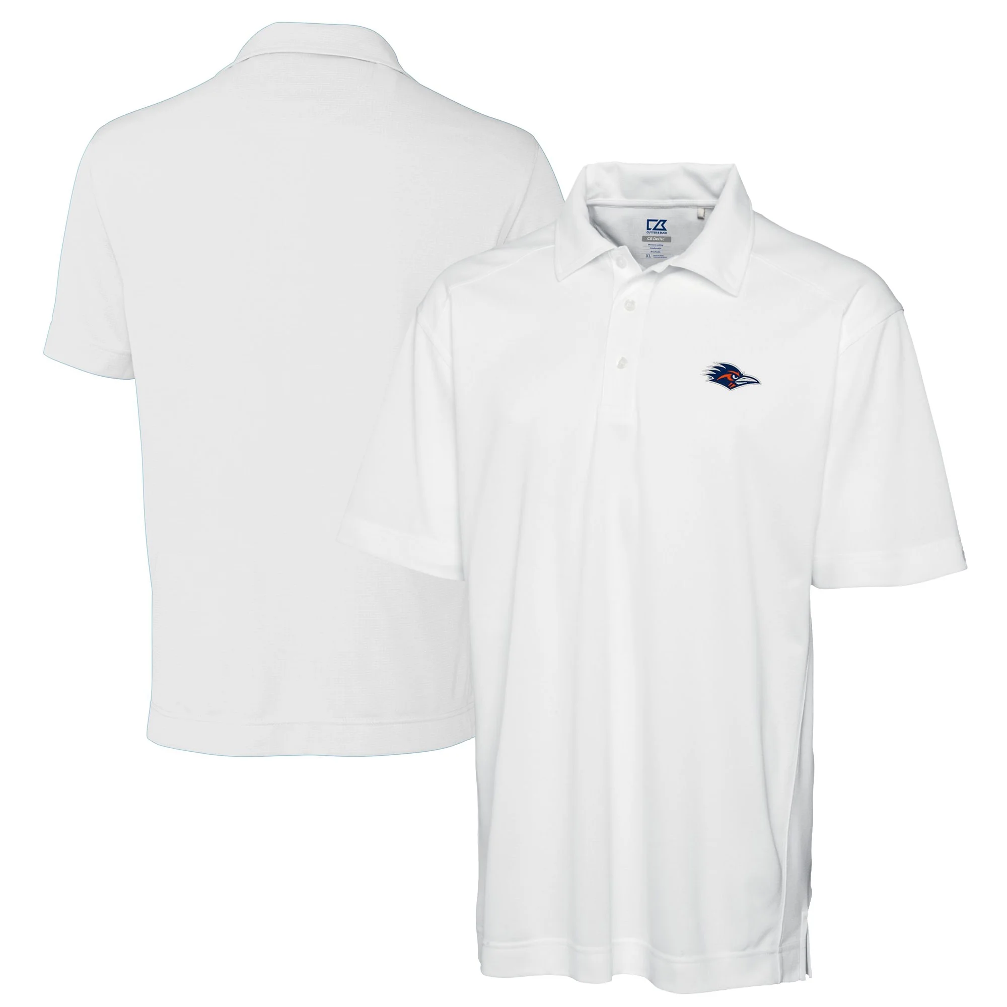 Men's Cutter & Buck White UTSA Roadrunners DryTec Genre Textured Solid Polo