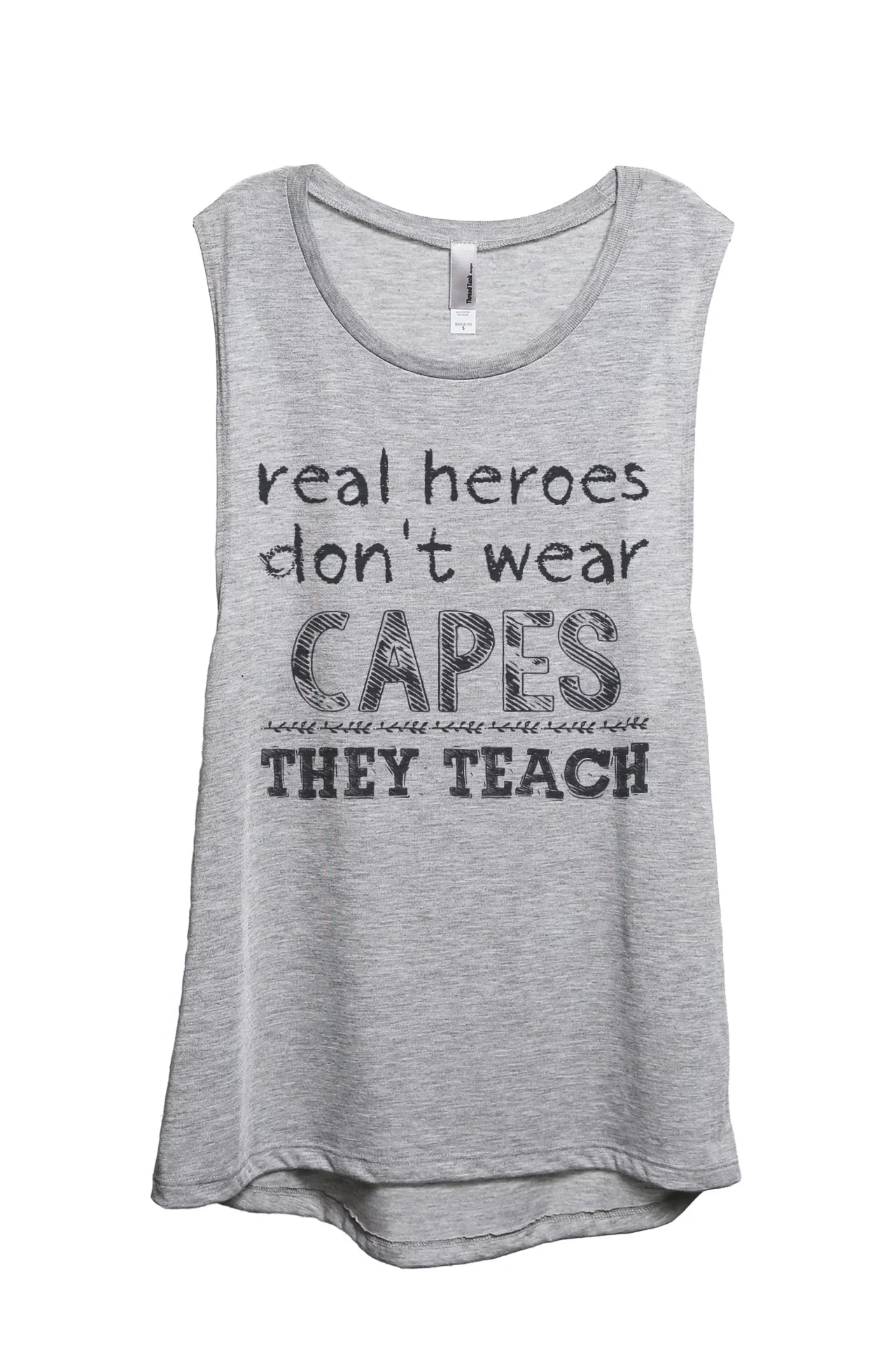 Thread Tank Real Heroes Teach Women's Sleeveless Muscle Tank Top Sport Grey X-Large