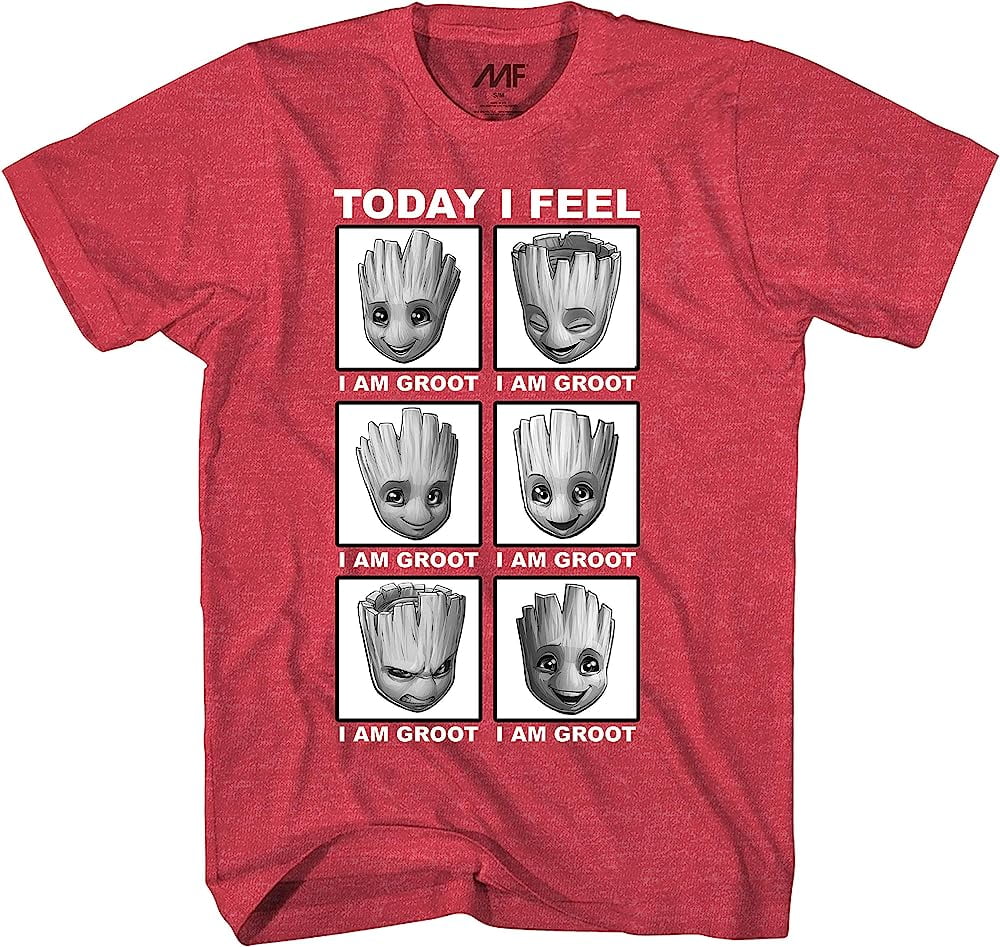 Marvel Men's Guardians Of The Galaxy I Am Groot Today I Feel T-Shirt, Large