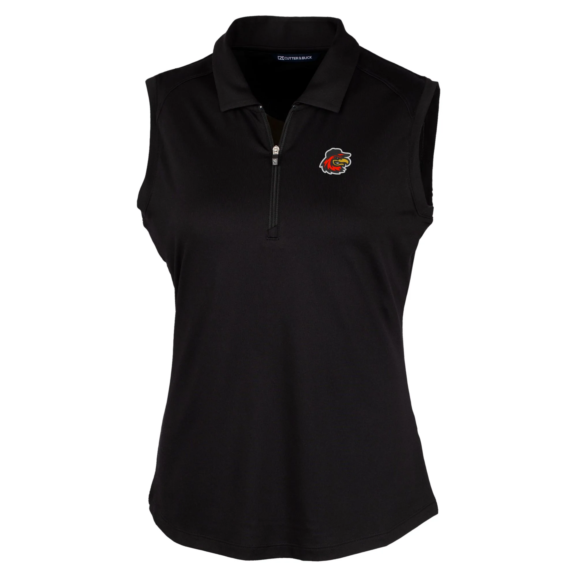 Women's Cutter & Buck Black Rochester Red Wings Forge DryTec Stretch Sleeveless Polo