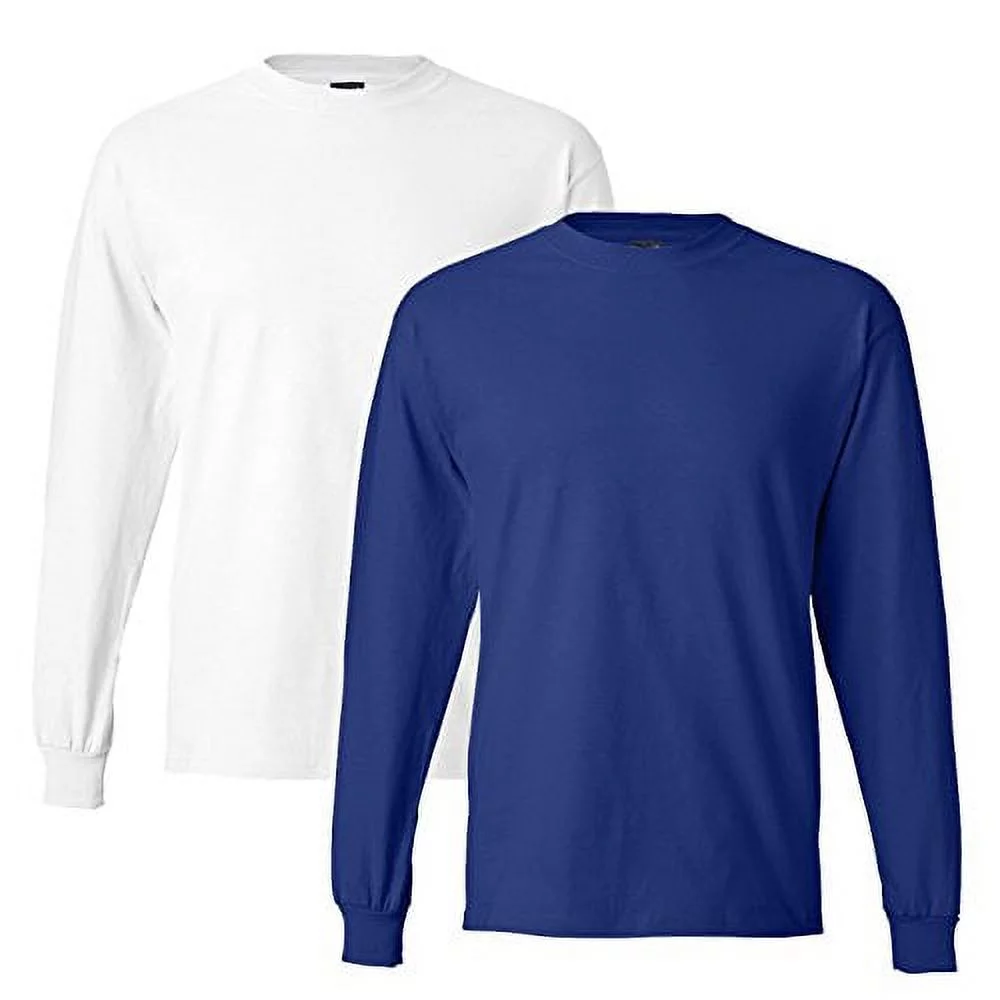 Hanes mens 6.1 oz. Long-Sleeve Beefy-T5186-DEEP ROYAL/WHITE-S Pack of 1