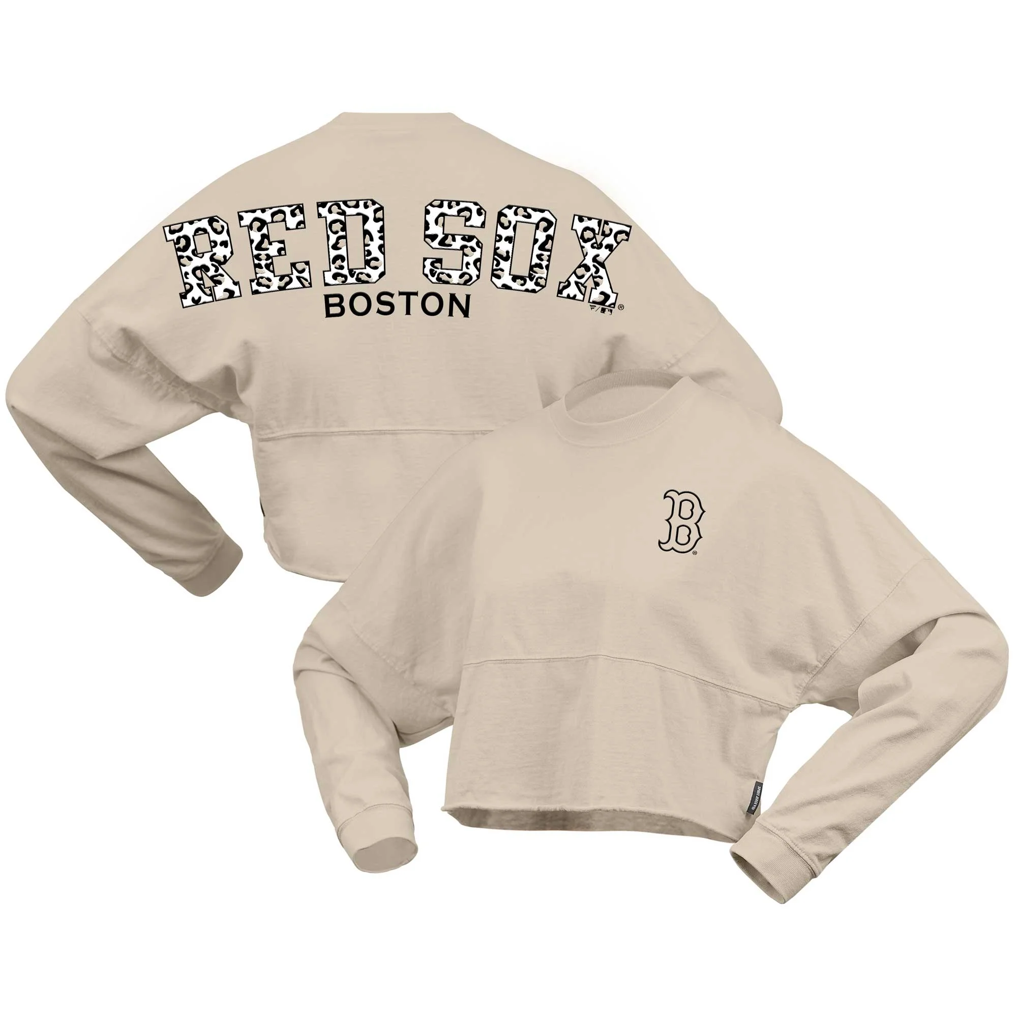Women's Fanatics Branded Cream Boston Red Sox Long Sleeve Cropped Jersey T-Shirt