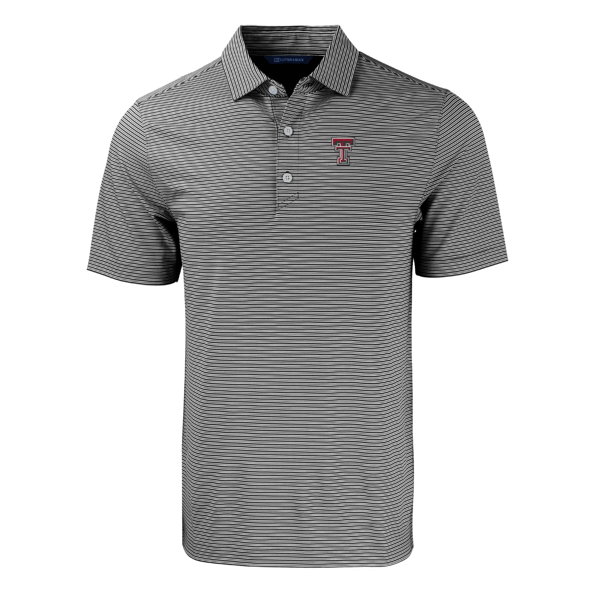 Men's Cutter & Buck Black/White Texas Tech Red Raiders Forge Eco Double Stripe Stretch Recycled Polo