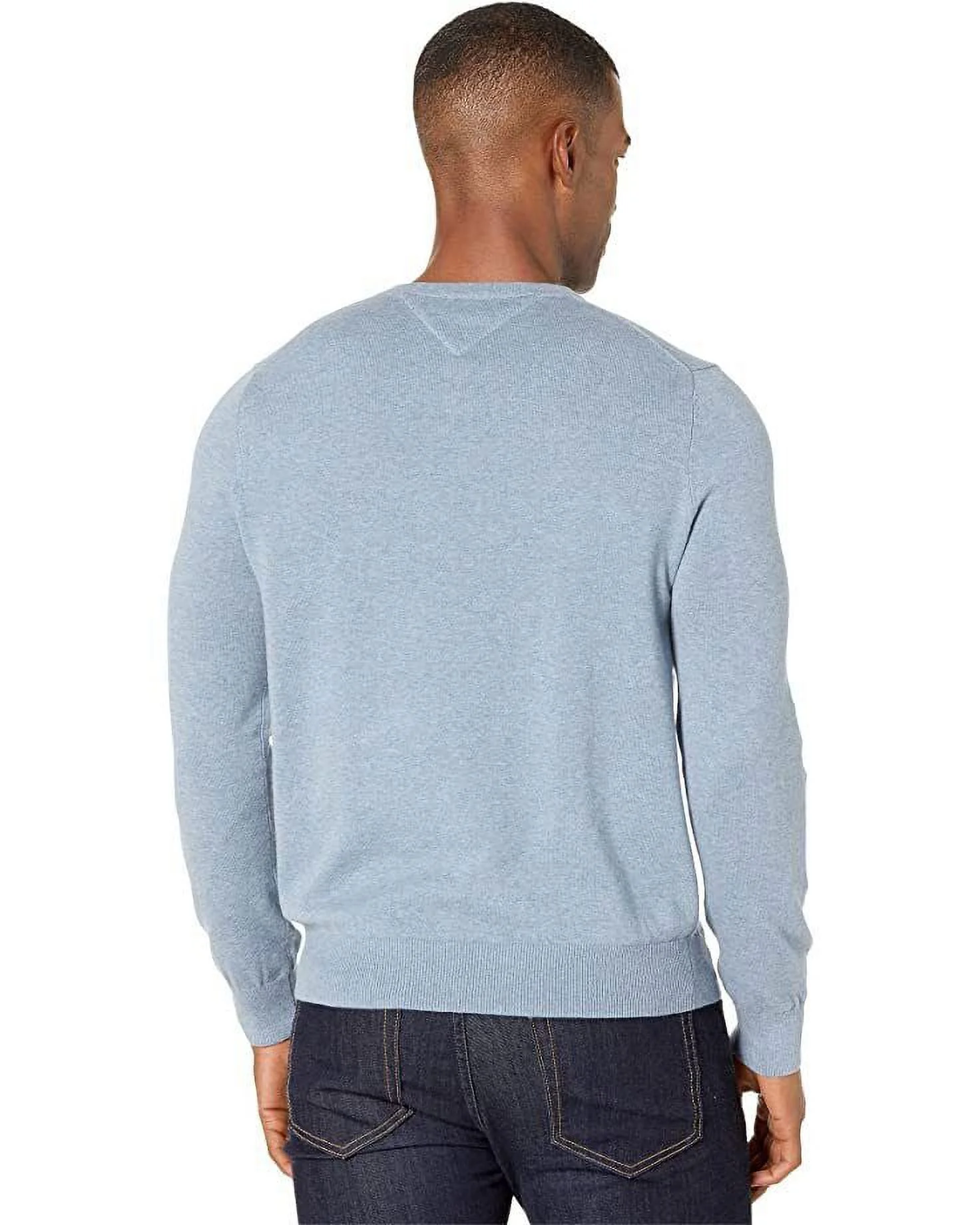 Tommy Hilfiger Men's Signature Solid V-Neck Cotton Sweater Captains Blue-2XL
