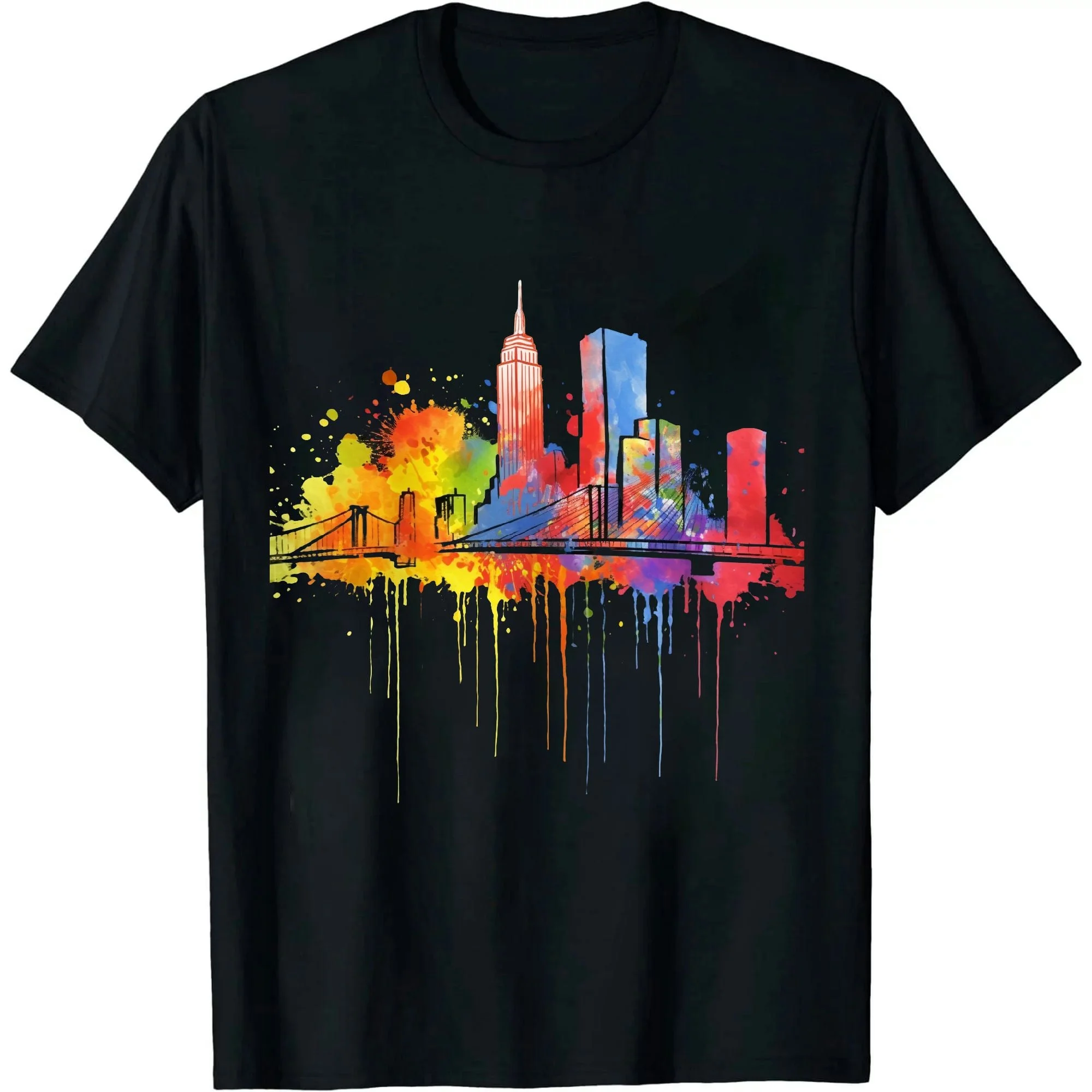 GOSMITH New York Skyline Colored Painting Art US I Love New York NYC T-Shirt black