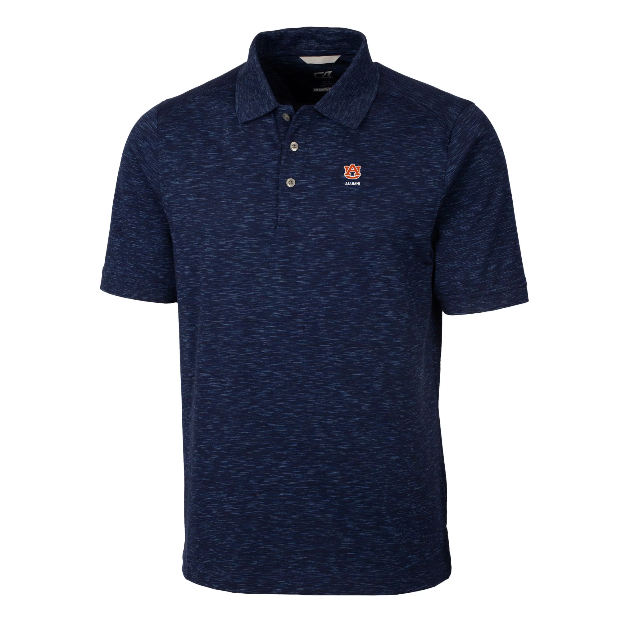 Men's Cutter & Buck Navy Auburn Tigers Alumni Logo Advantage Space Dye Tri-Blend DryTec Polo