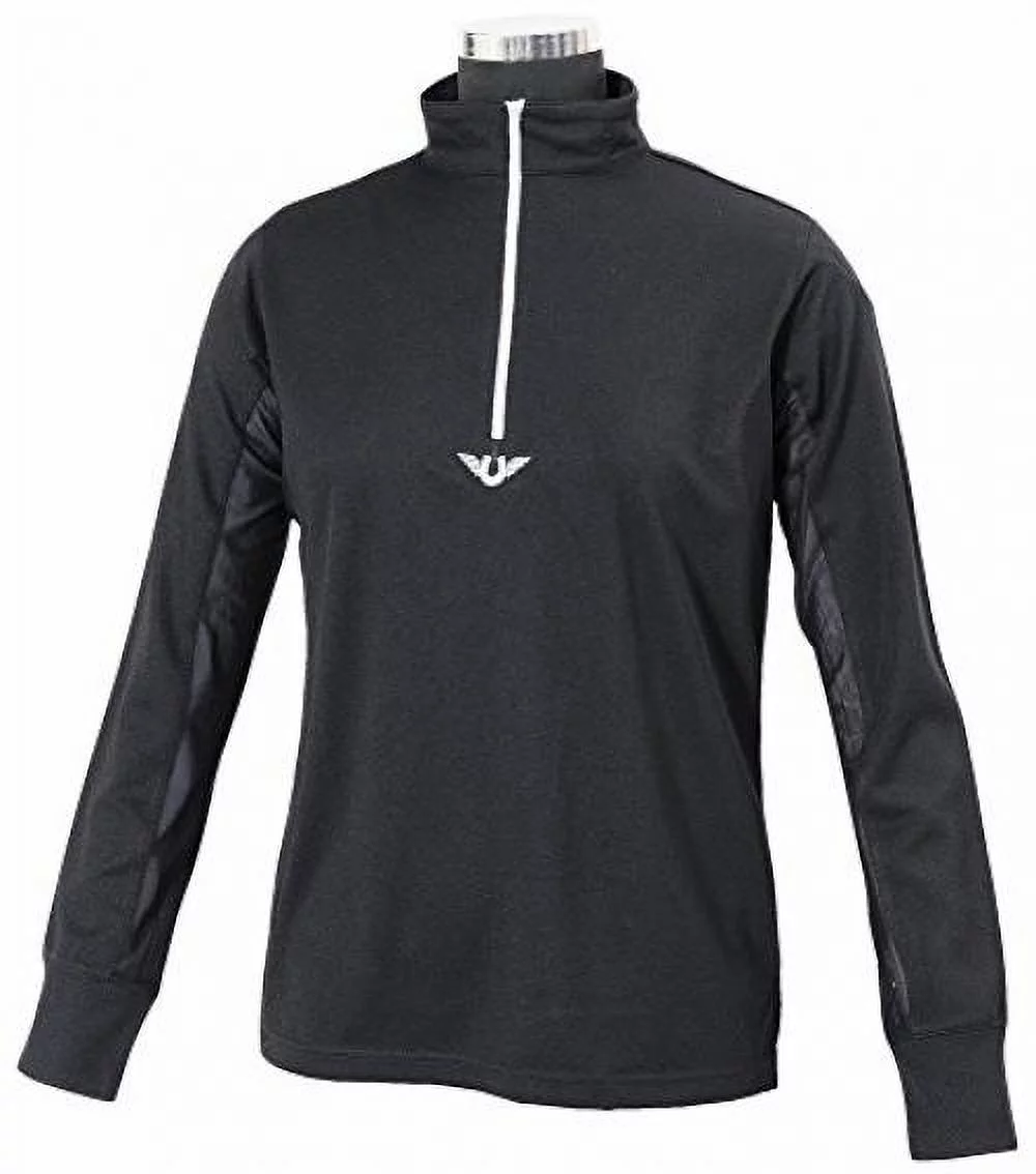 TuffRider Women's Ventilated Technical Long Sleeve Sport Shirt with Mesh, Black, 2X