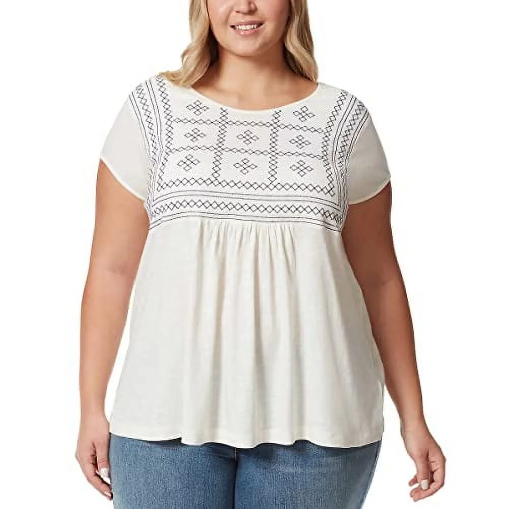 Gloria Vanderbilt Ladies' Size Small Embroidered Tee Shirt, White (Jet Stream)
