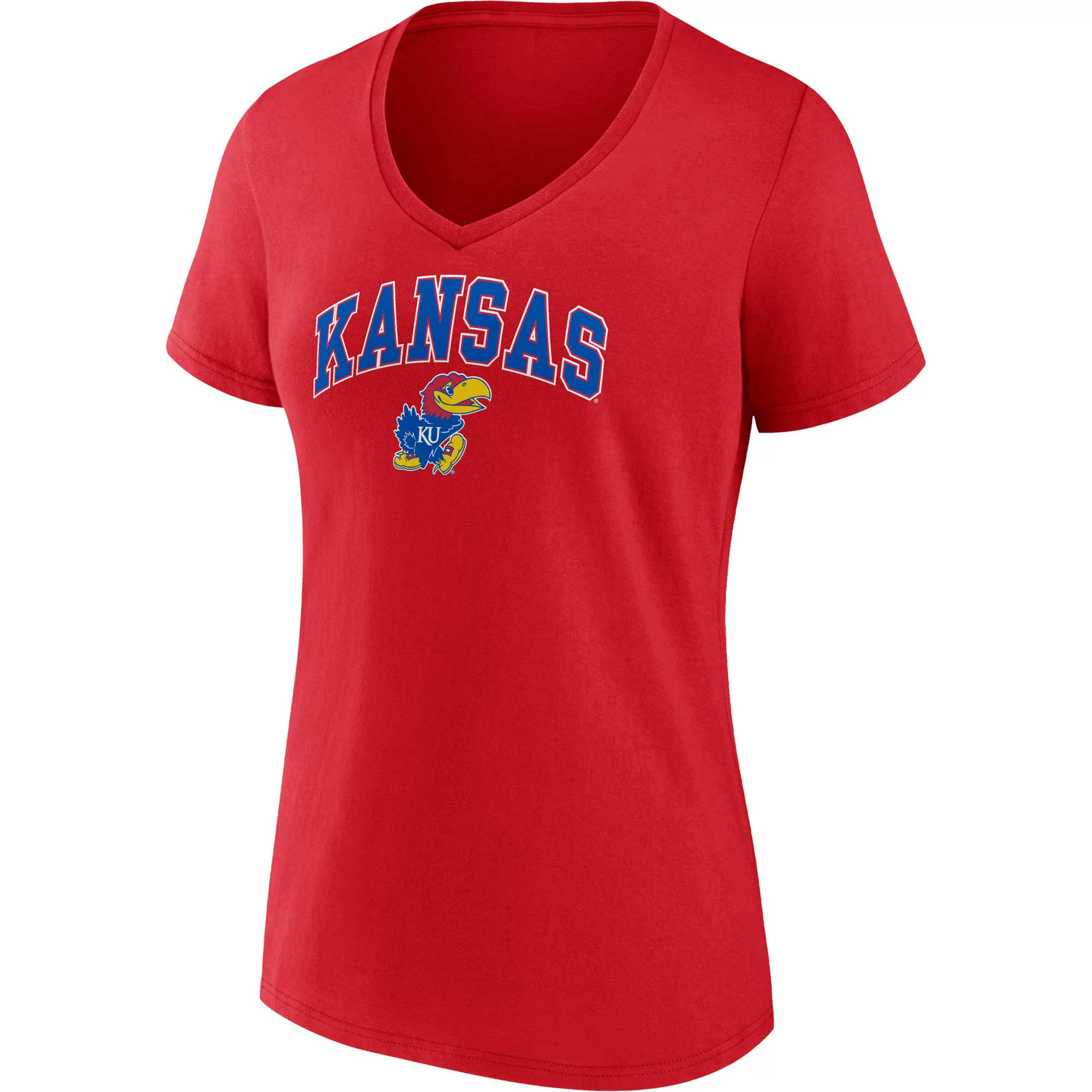 Women's Fanatics Branded Red Kansas Jayhawks Evergreen Campus V-Neck T-Shirt