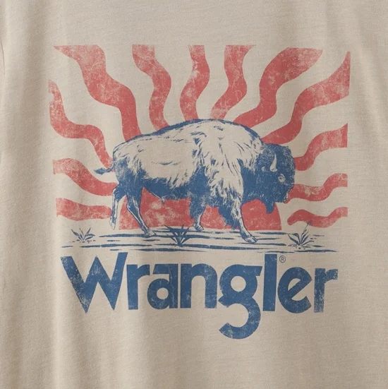 Wrangler Men's Buffalo Logo Short Sleeve Graphic Print T-Shirt Tan XX-Large US