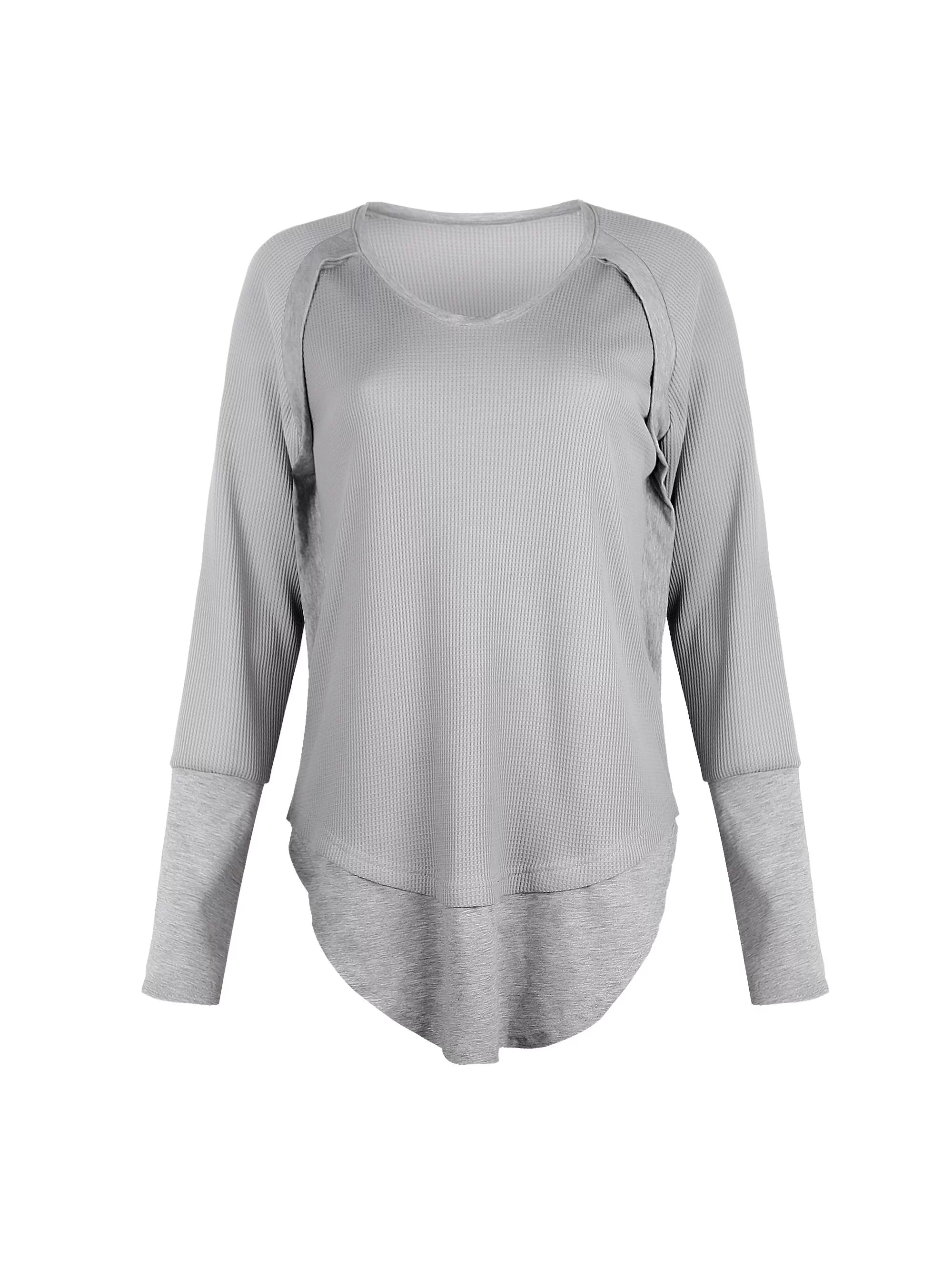INFITTY Women V-Neck T-Shirt Knitted Sweaters Long Sleeve Pullover Vogue