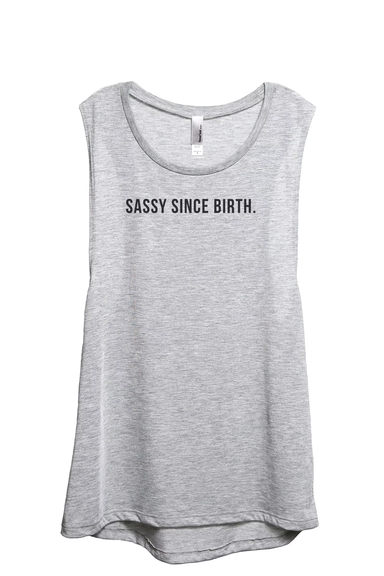 Sassy Since Birth Women's Fashion Sleeveless Muscle Tank Top Tee Sport Grey Large
