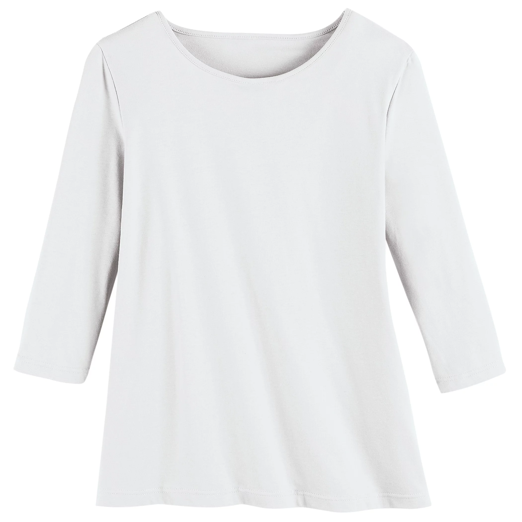 Collections Etc Versatile 3/4 Sleeve & Scooped Neckline Cotton Knit Top
