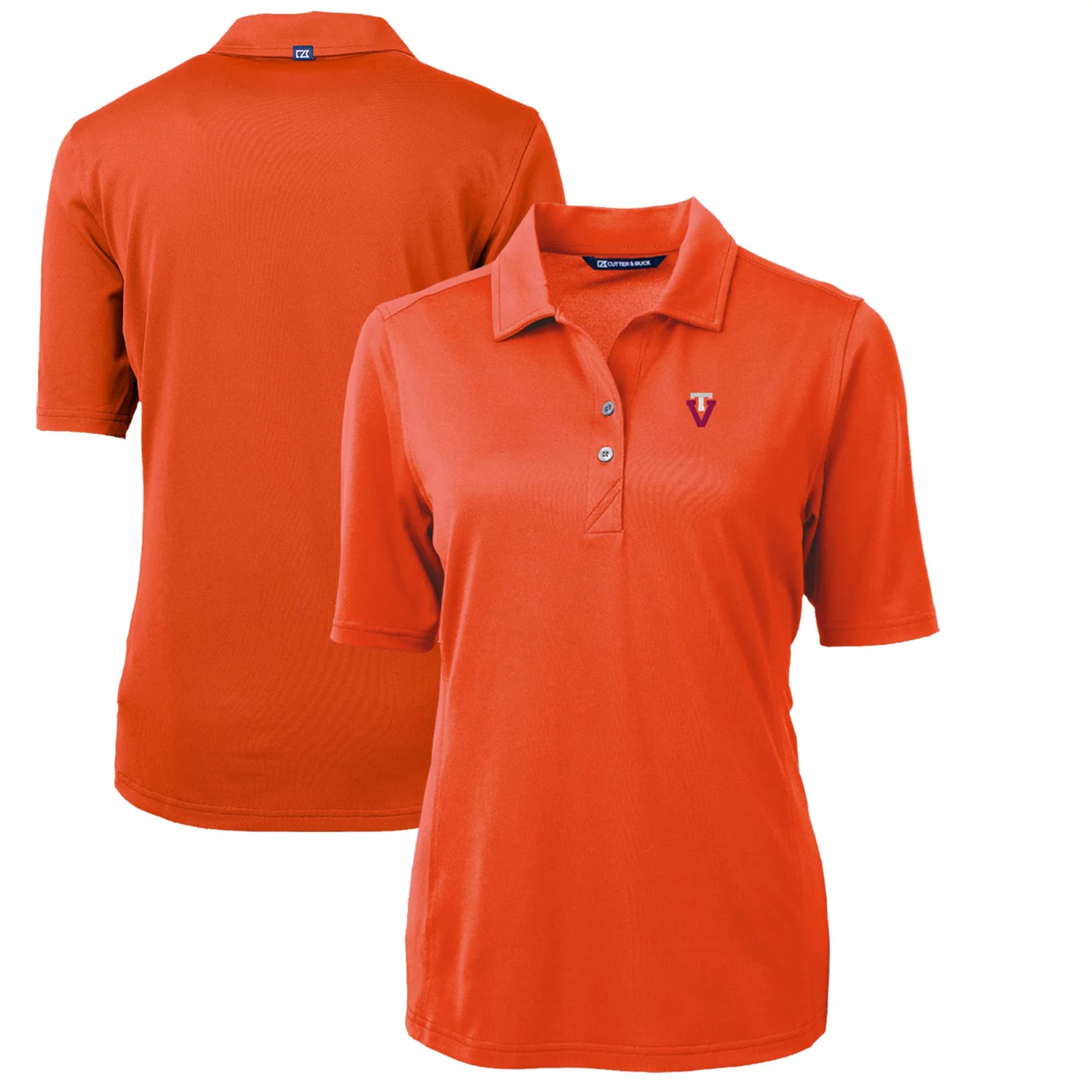 Women's Cutter & Buck Orange Virginia Tech Hokies Team Virtue Eco Pique Recycled Polo