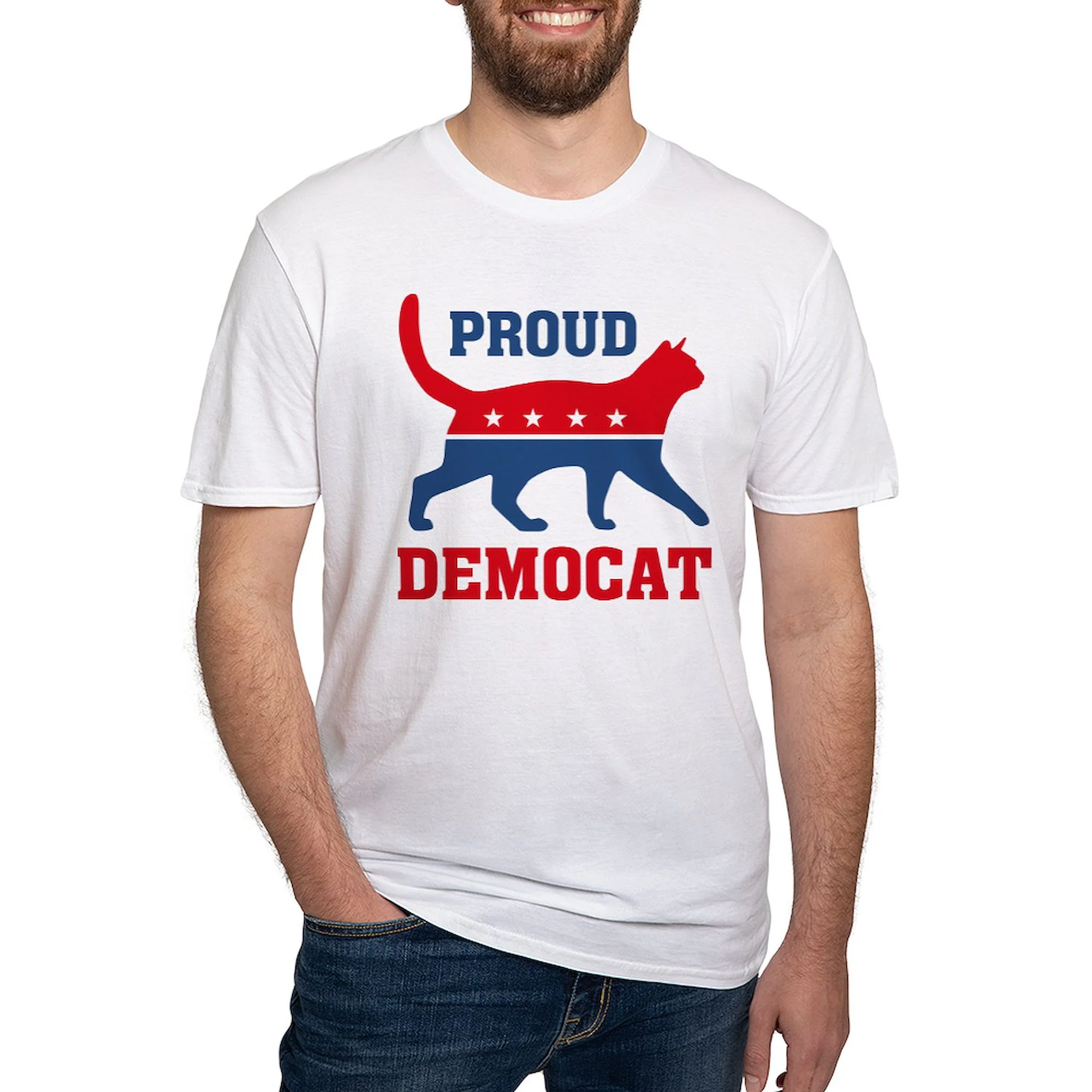 CafePress - Proud Democat Fitted T Shirt - Fitted T-Shirt, Vintage Fit Soft Cotton Tee