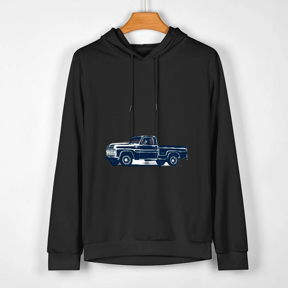 JEUXUS Classic Truck Shirt 'Merica American flag with pickup truck T-Shirt Long-sleeved Hoodie