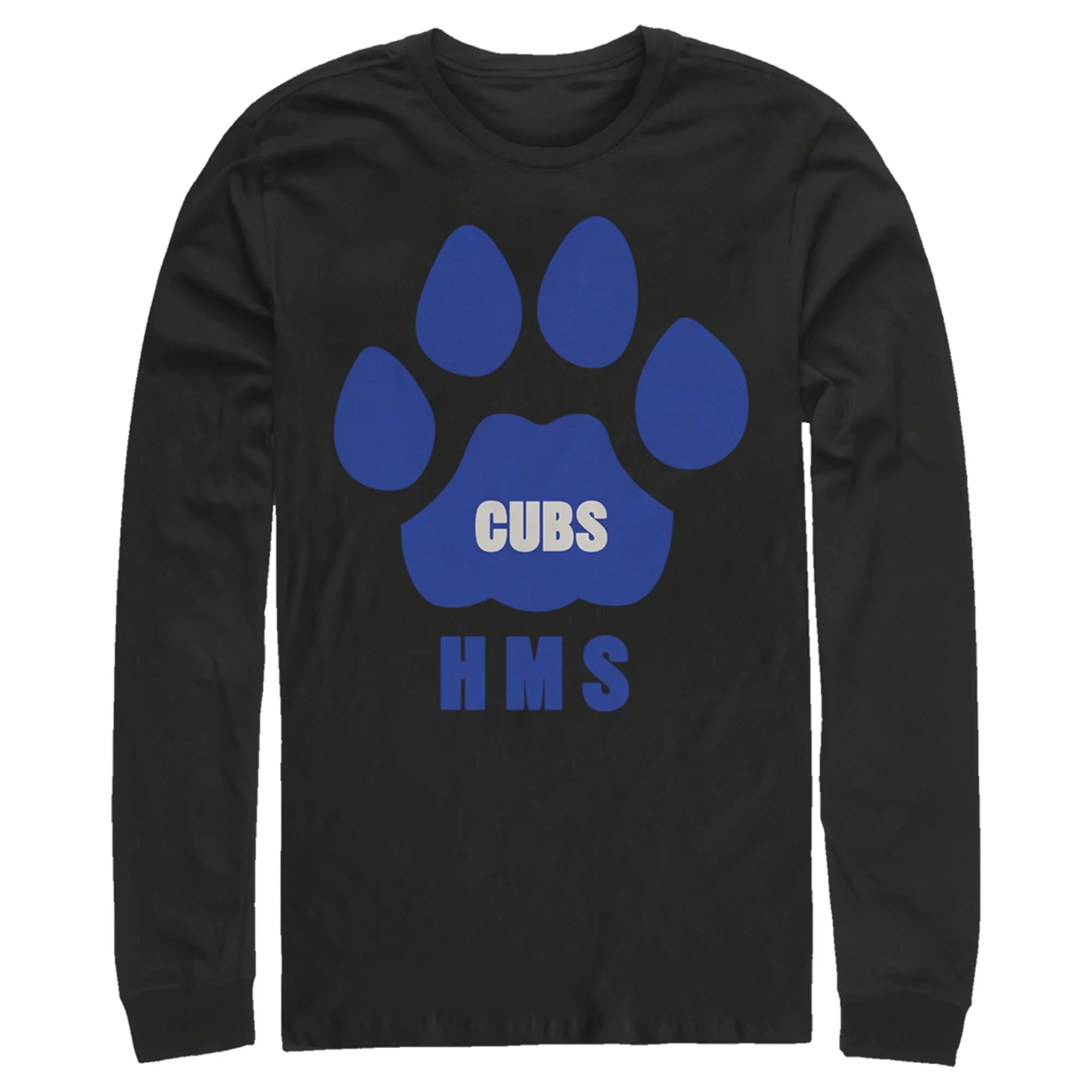 Men's Stranger Things Hawkins Middle School Cubs Logo Long Sleeve Shirt Black Large